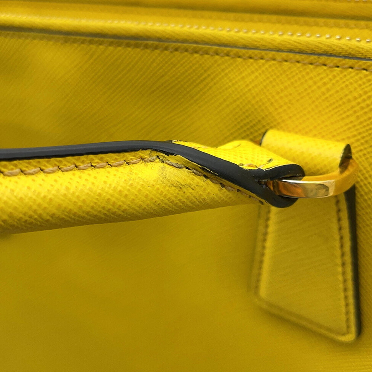Prada Saffiano Yellow Leather Handbag (Pre-Owned)