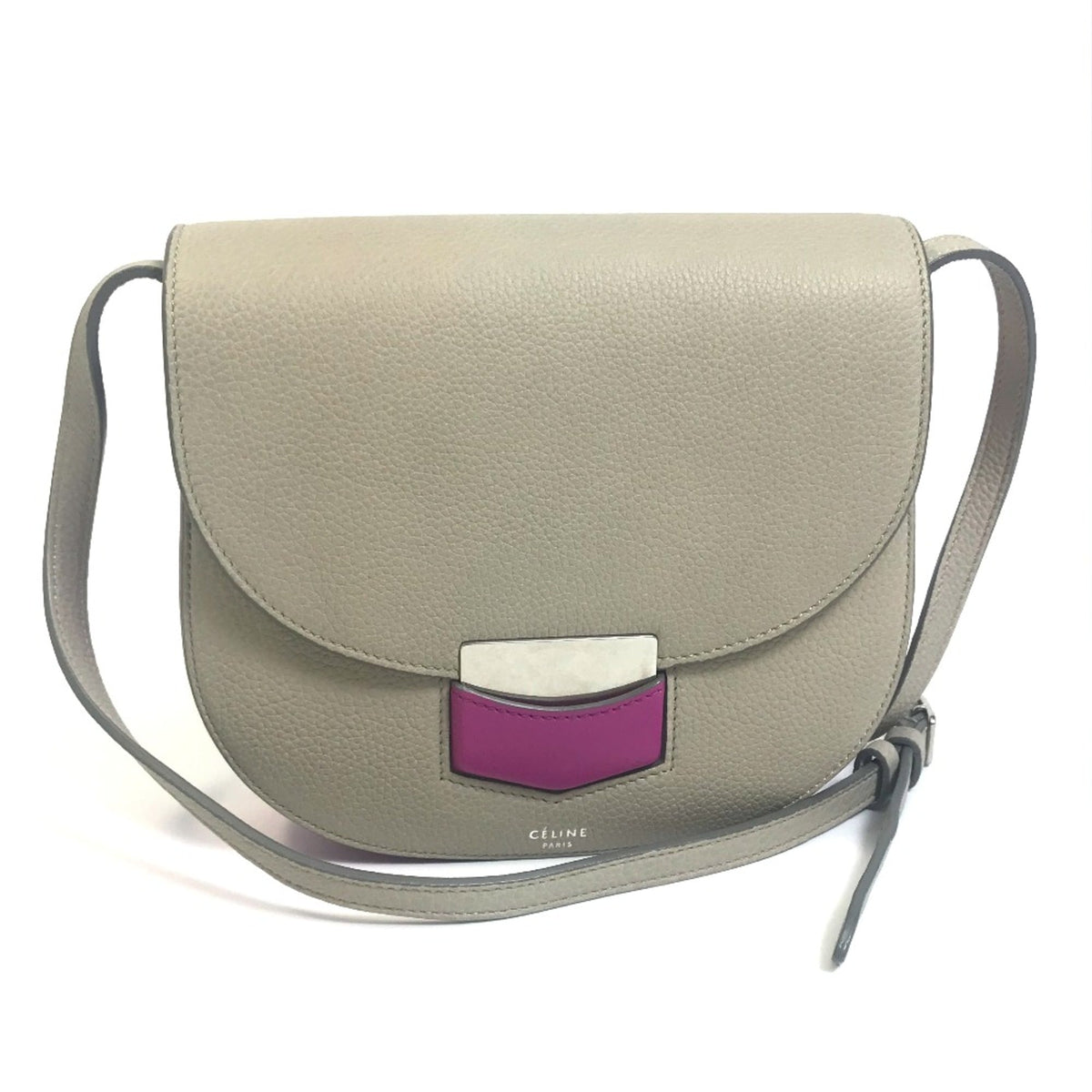 Celine Gray Leather Shoulder Bag (Pre-Owned)