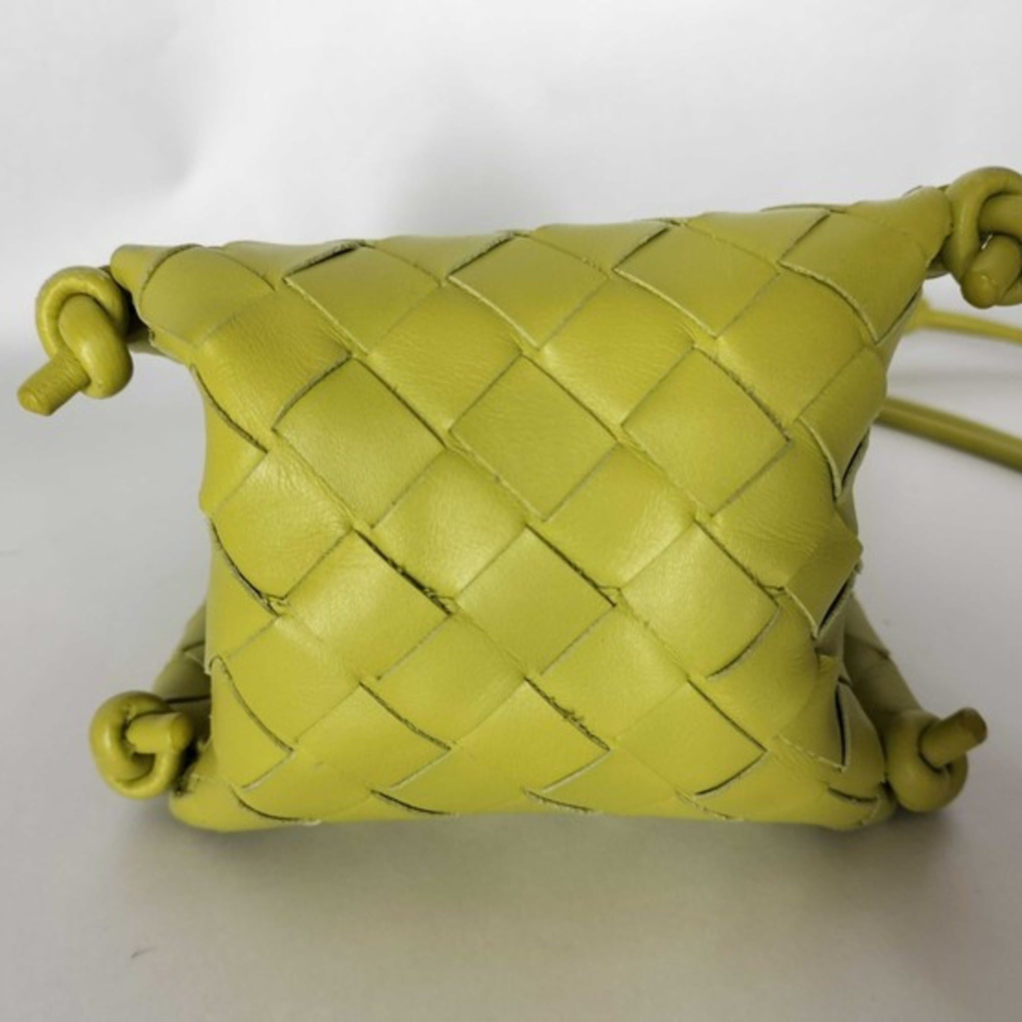 Bottega Veneta Intrecciato Green Yellow Leather Handbag Shoulder Bag Tote Bag (Pre-Owned)