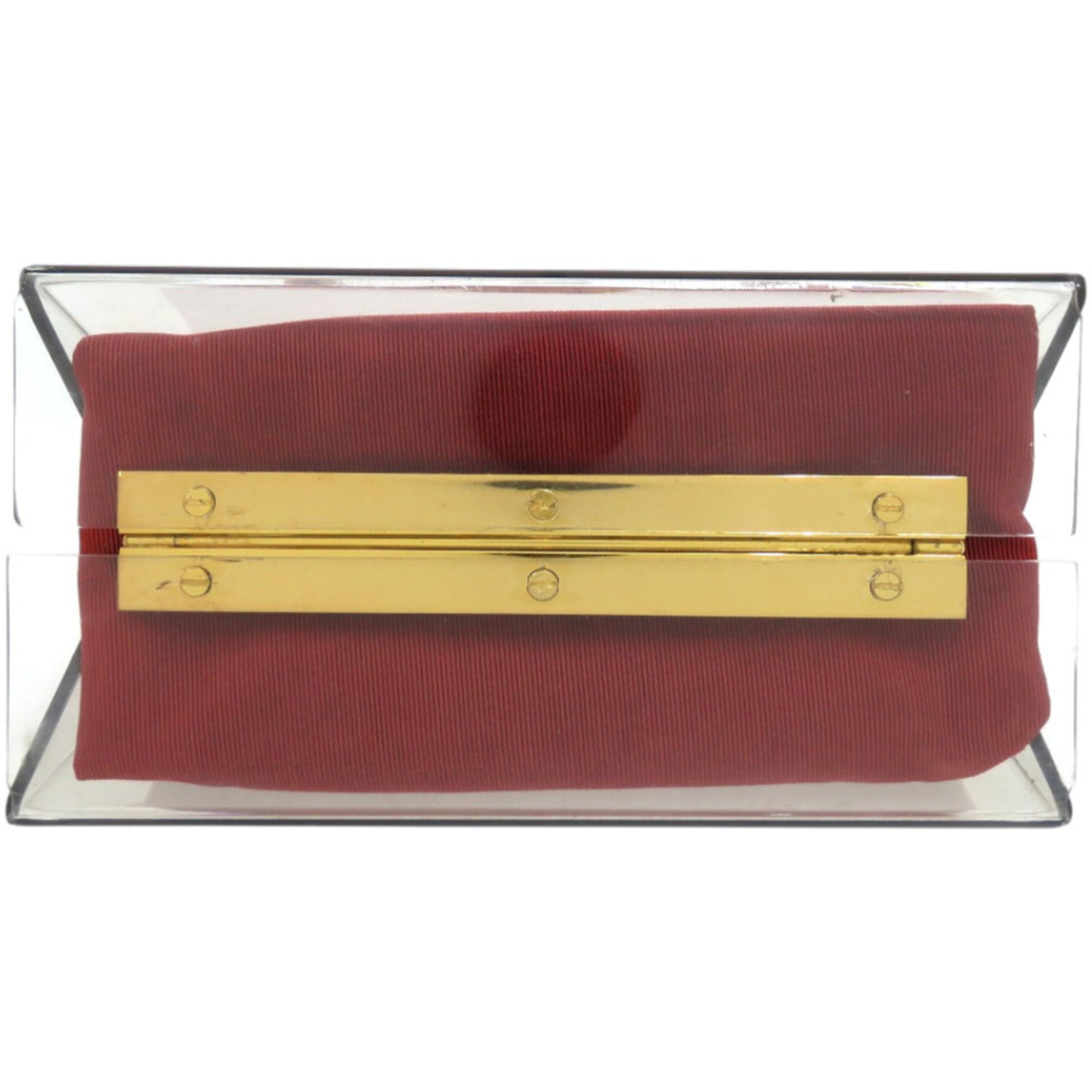 Salvatore Ferragamo Clear Gold Red Color Acrylic Metal Handbag (Pre-Owned)