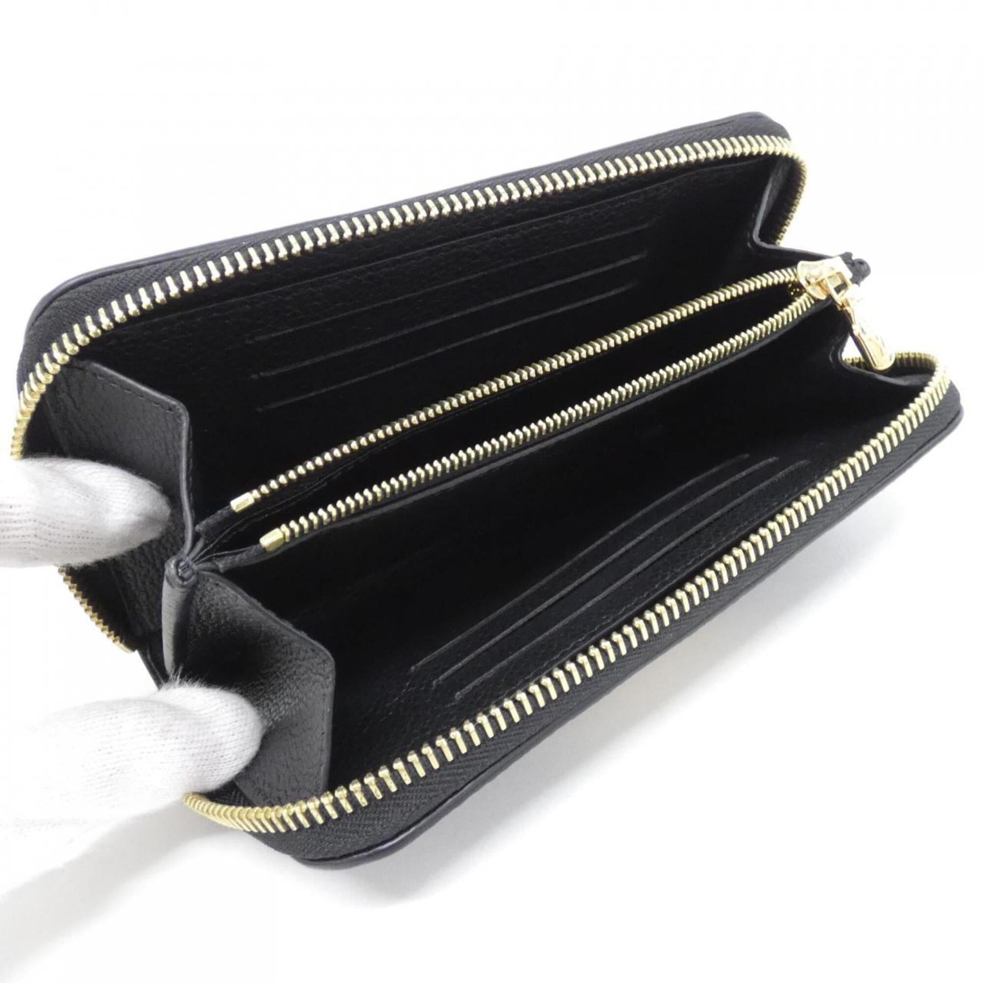 Louis Vuitton Black Leather Long Wallet (Bi-Fold) (Pre-Owned)