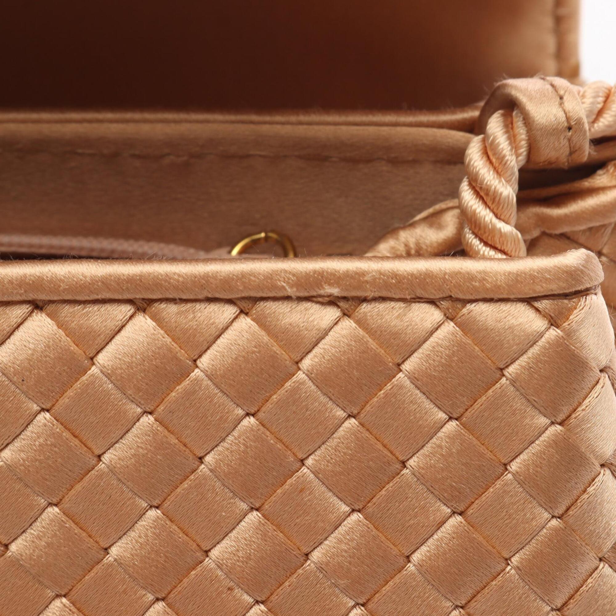 Bottega Veneta Gold Fabric Handbag Shoulder Bag (Pre-Owned)