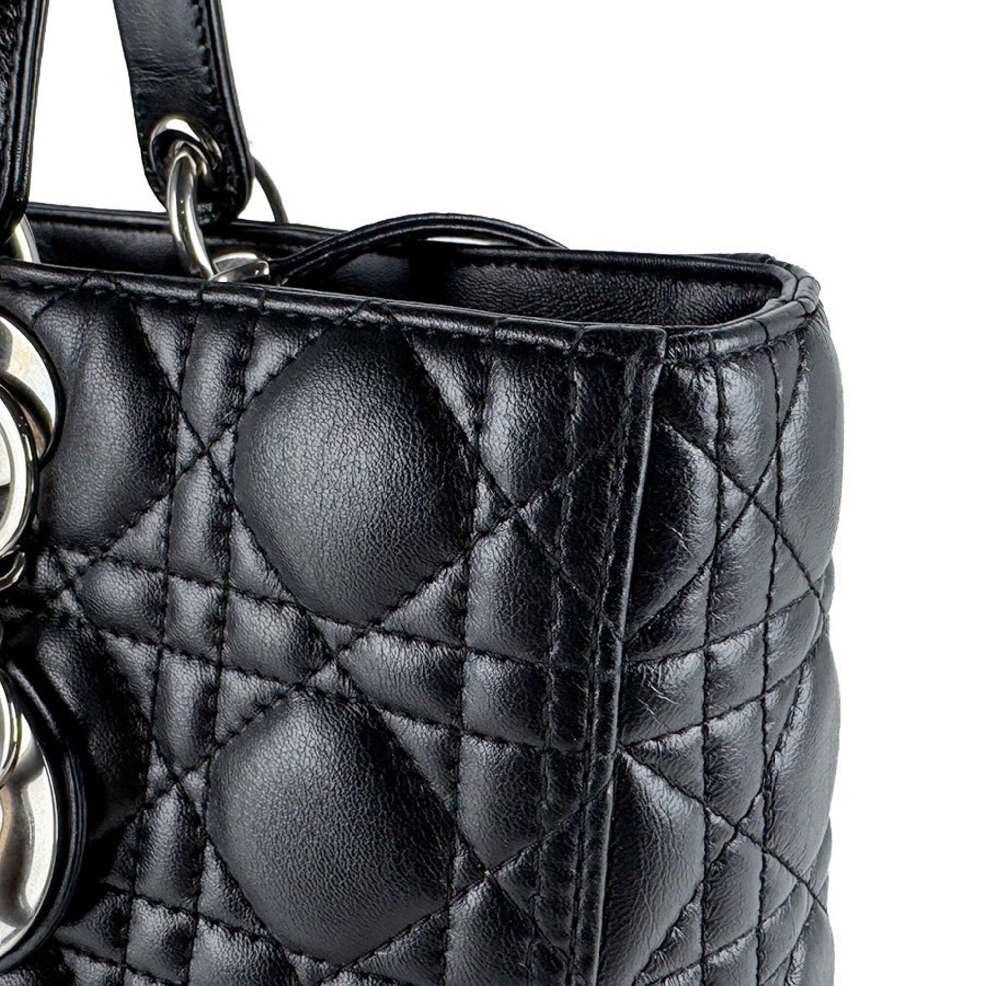 Christian Dior Black Leather Handbag Shoulder Bag (Pre-Owned)