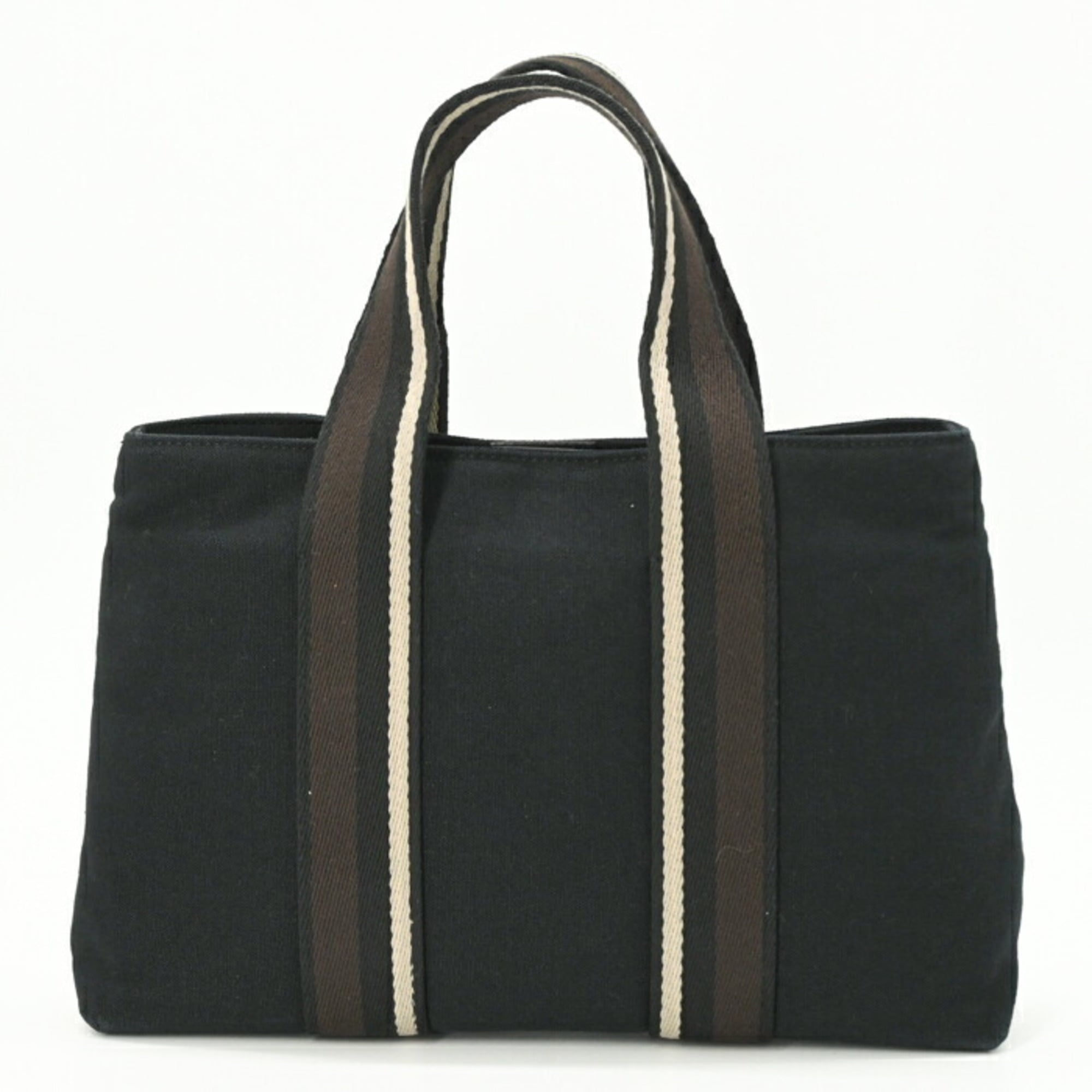 Hermes Black Brown Canvas Handbag (Pre-Owned)