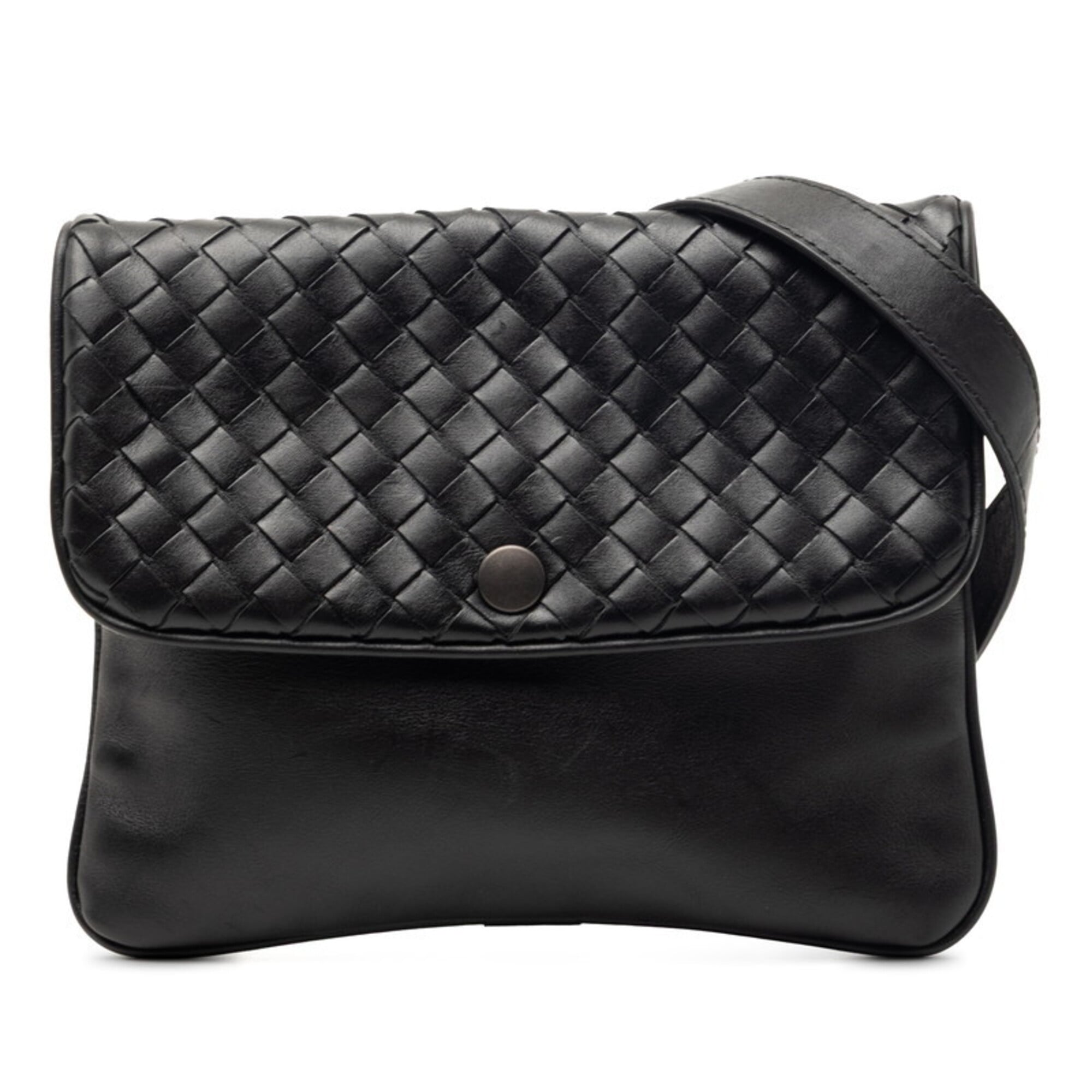 Bottega Veneta Black Leather Pochette Shoulder Bag (Pre-Owned)