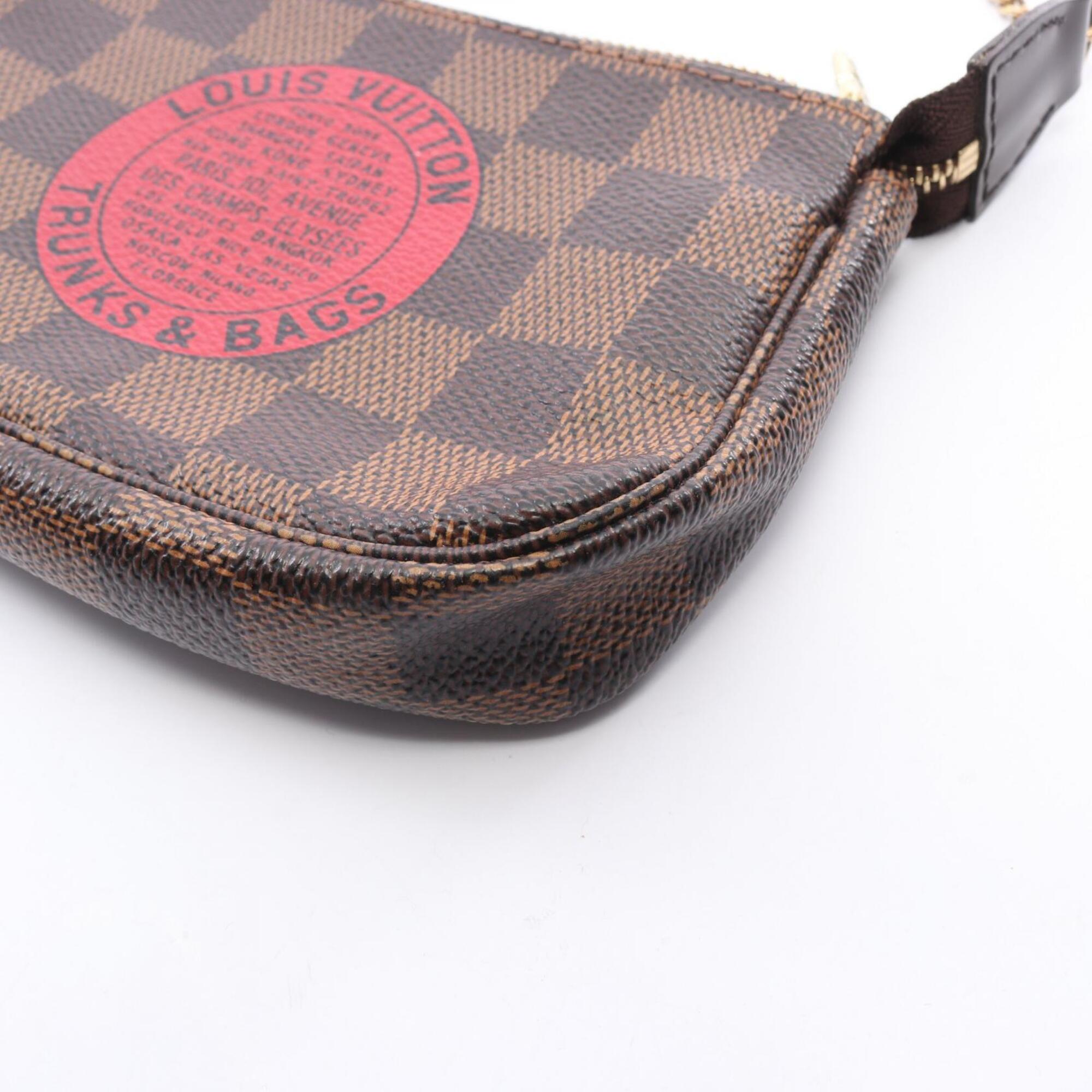 Louis Vuitton Brown Damier Canvas Red Color Damier Canvas Handbag Pochette (Pre-Owned)