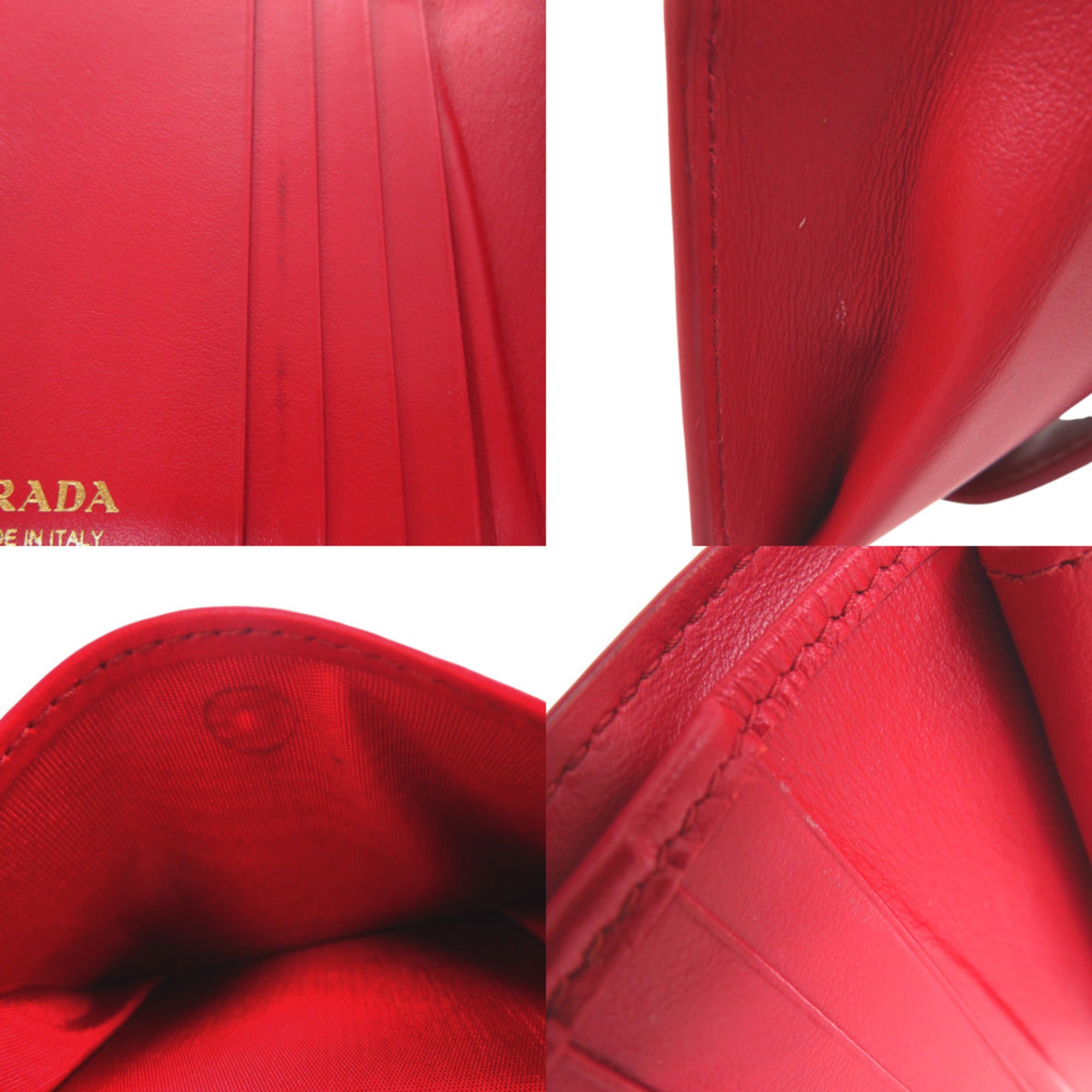 Prada Fuoco Red Color Leather Wallet (Bi-Fold) (Pre-Owned)