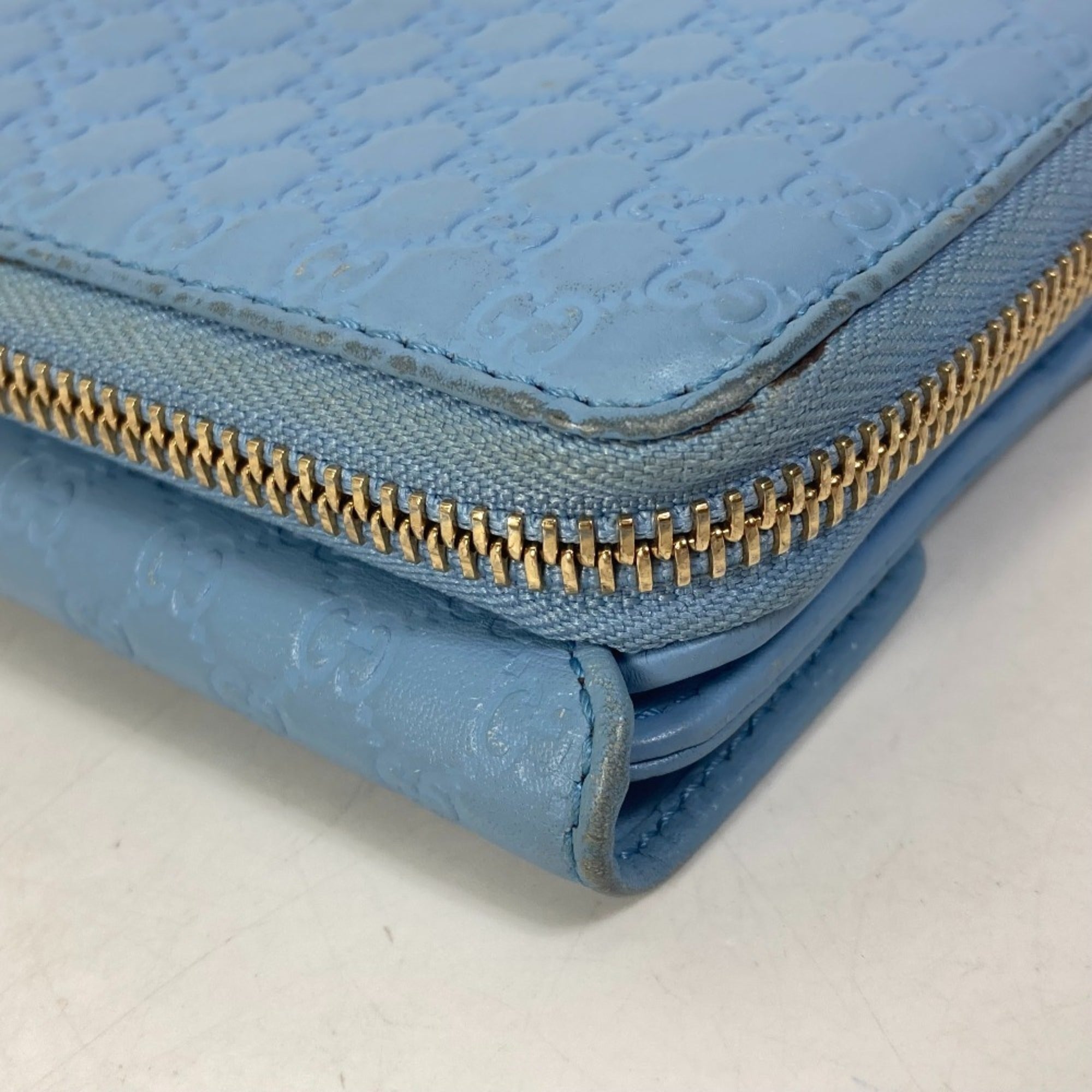 Gucci Light Blue Leather Long Wallet (Bi-Fold) (Pre-Owned)