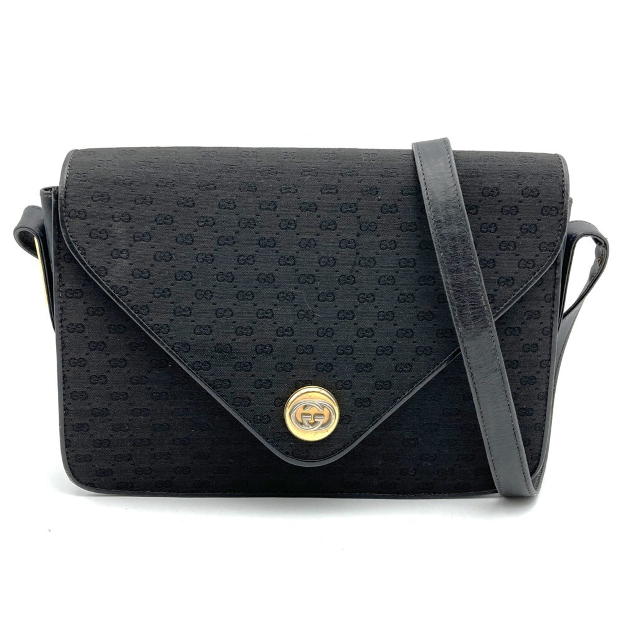 Gucci Black Micro Gg Leather Shoulder Bag (Pre-Owned)