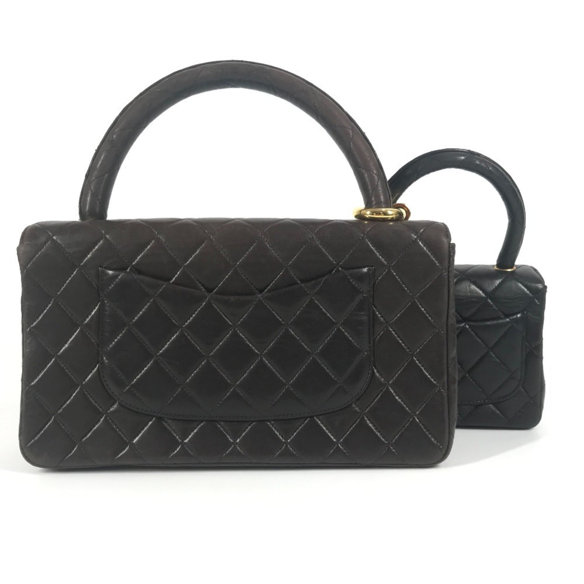 Chanel Black Leather Handbag Tote Bag (Pre-Owned)