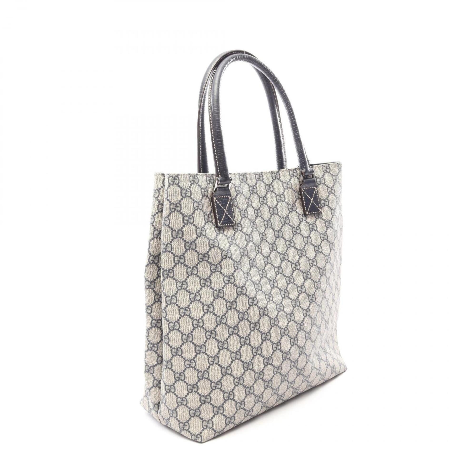 Gucci Beige Navy Pvc Leather Handbag Tote Bag (Pre-Owned)