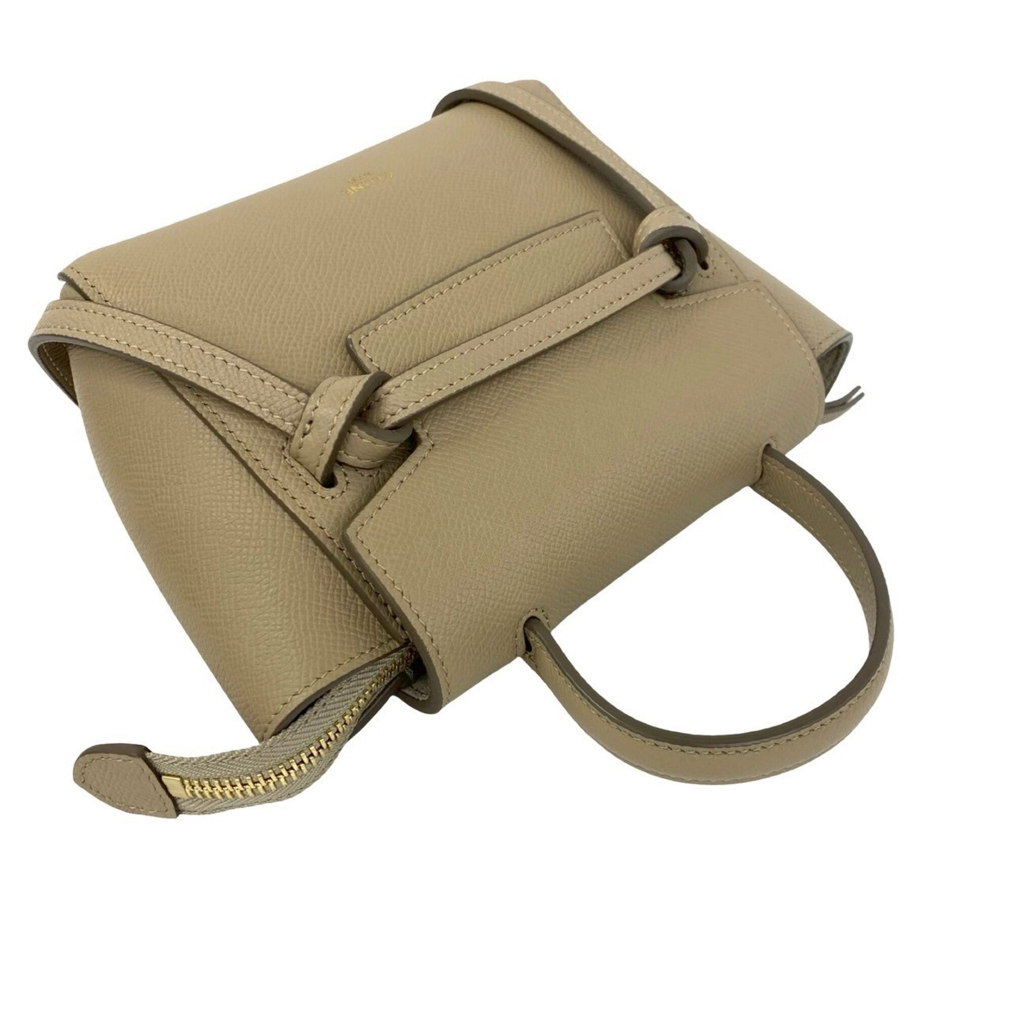 Celine Beige Leather Handbag Pochette Shoulder Bag (Pre-Owned)