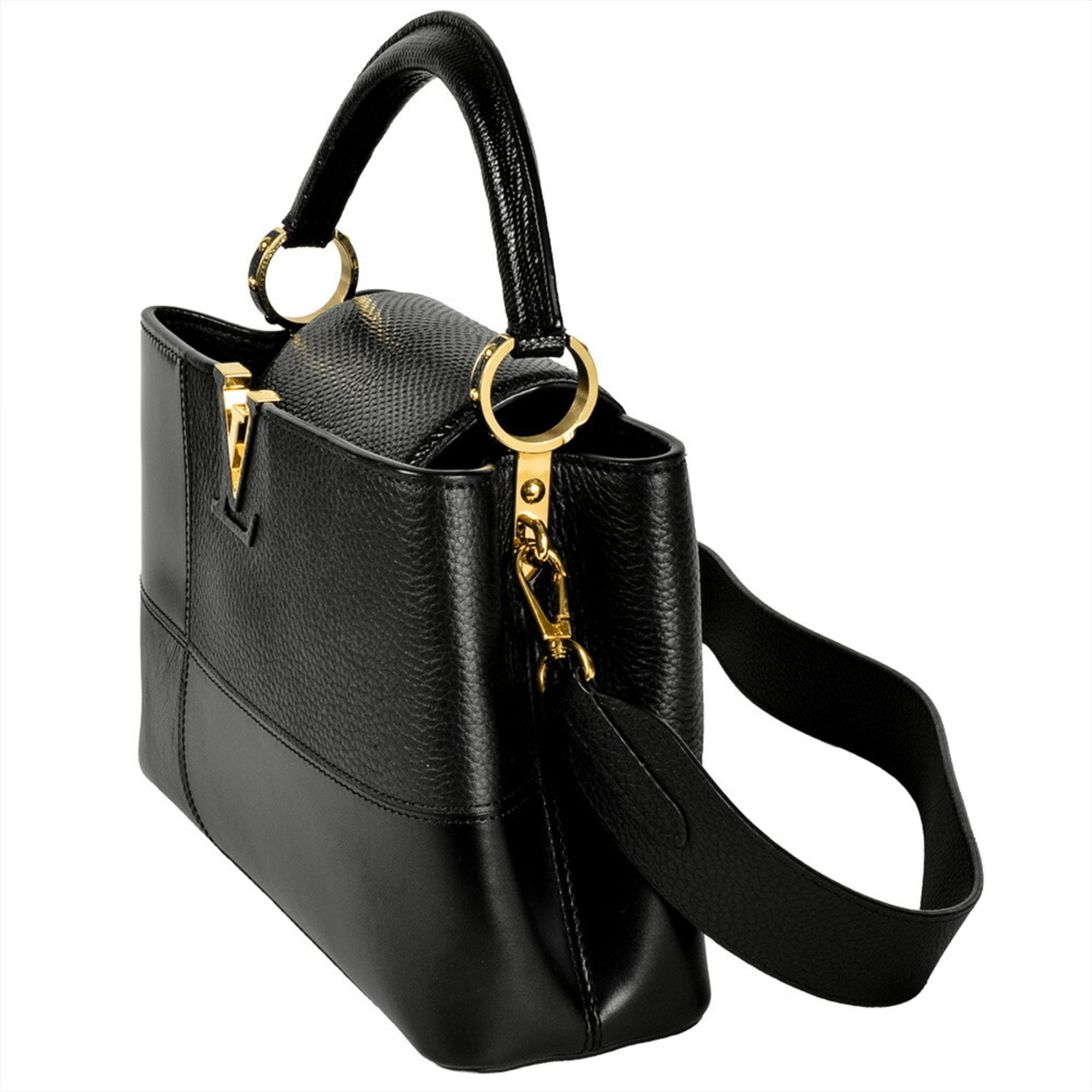 Louis Vuitton Black Leather Handbag (Pre-Owned)