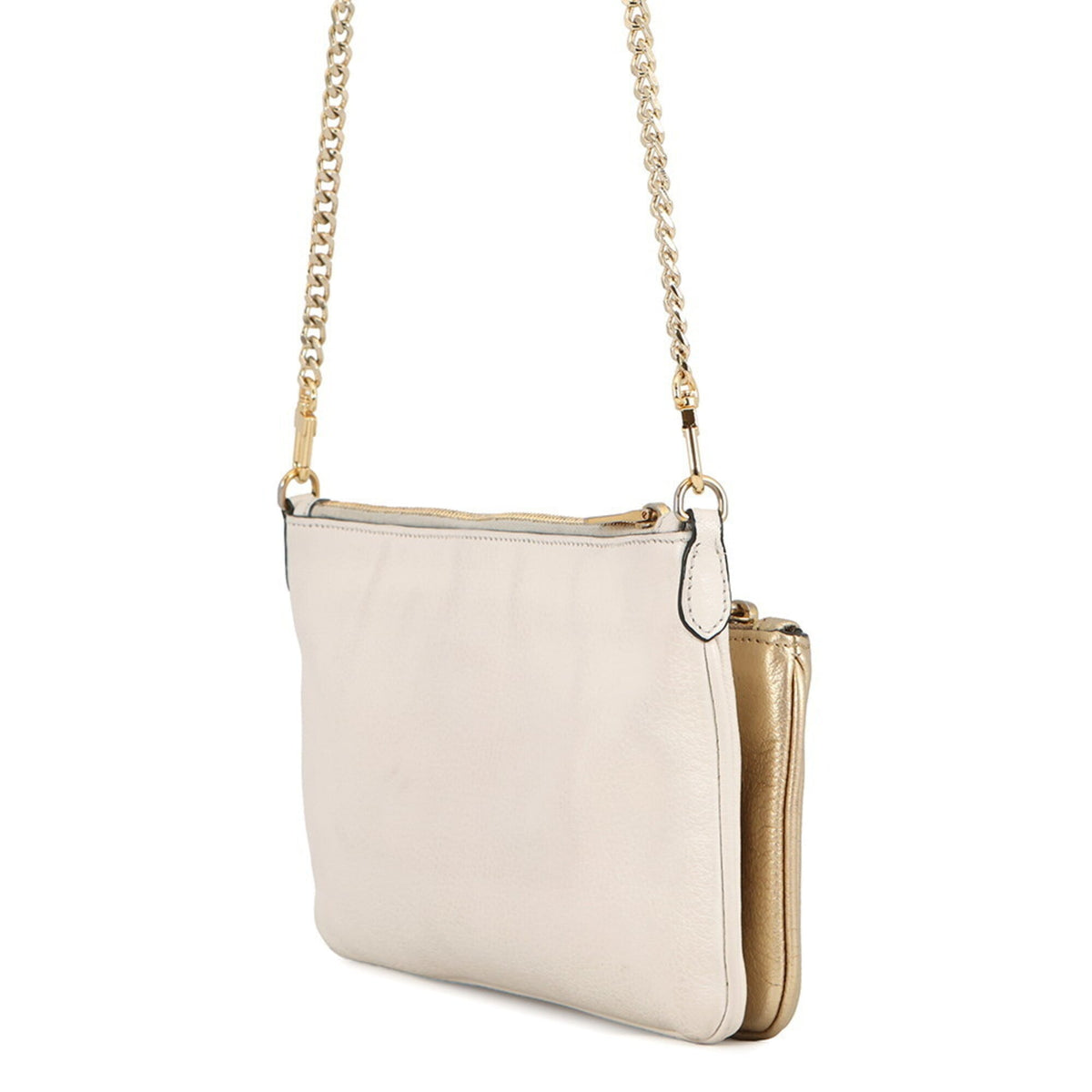 Miu Miu Gold White Leather Shoulder Bag (Pre-Owned)