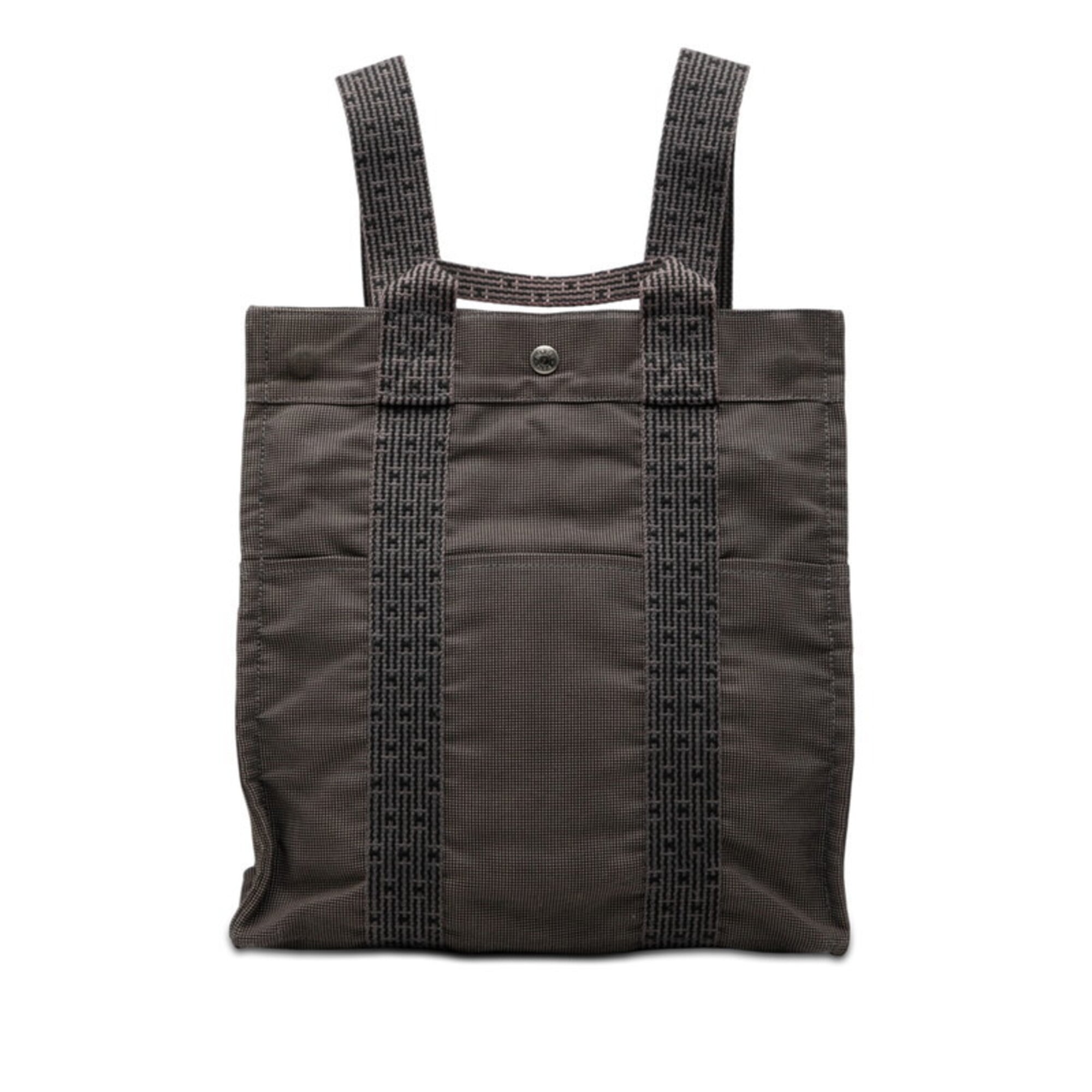 Hermes Gray Canvas Backpack Handbag (Pre-Owned)