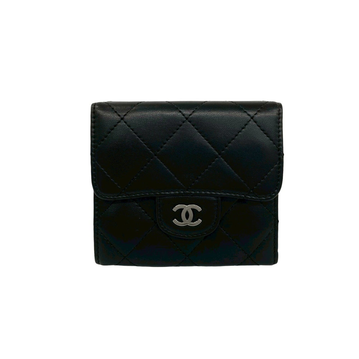 Chanel Black Leather Wallet (Tri-Fold) (Pre-Owned)