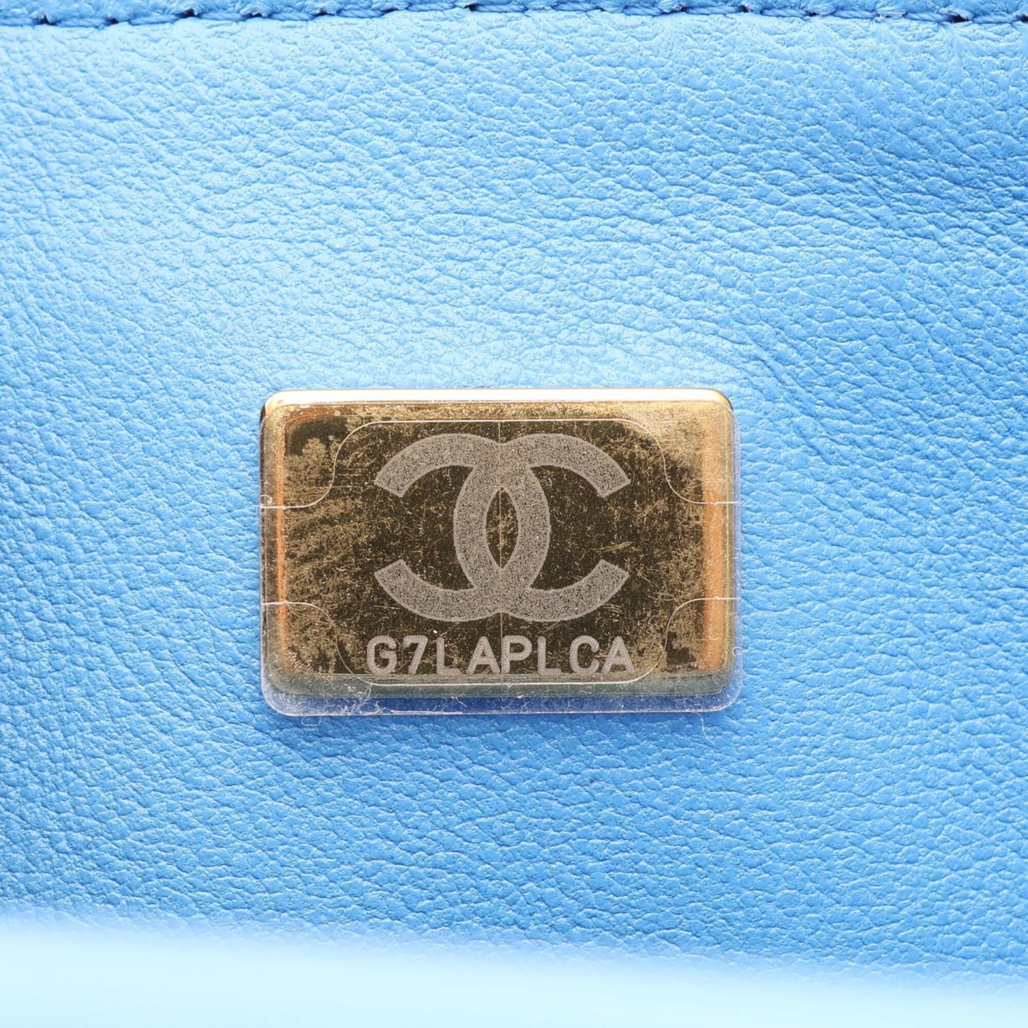 Chanel Blue Leather Handbag Shoulder Bag (Pre-Owned)