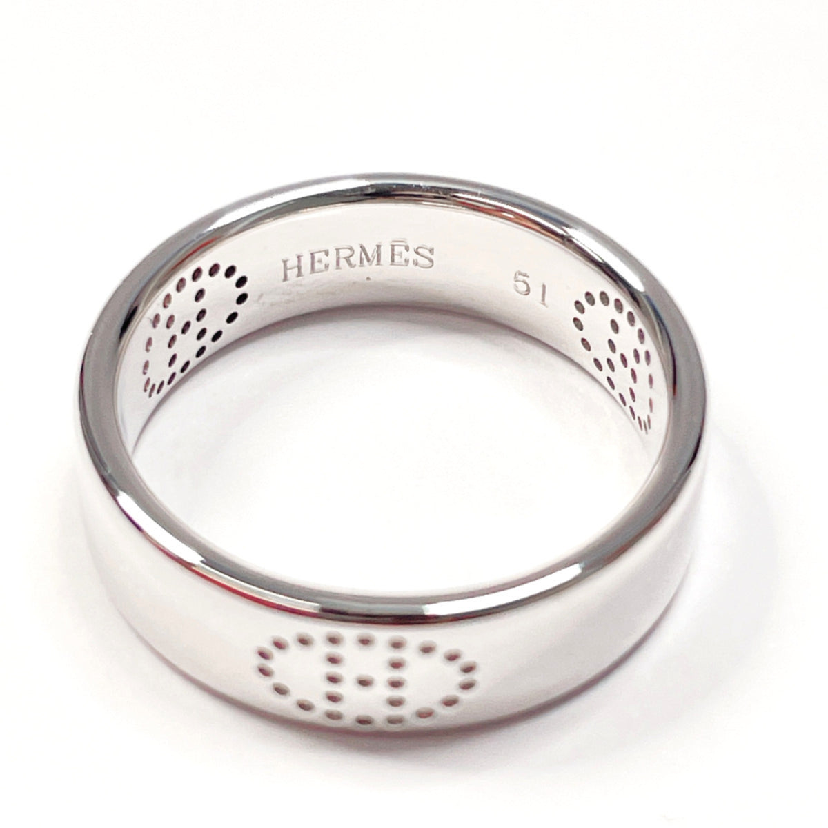 Hermes Silver White Gold (18K) Band Ring (Pre-Owned)