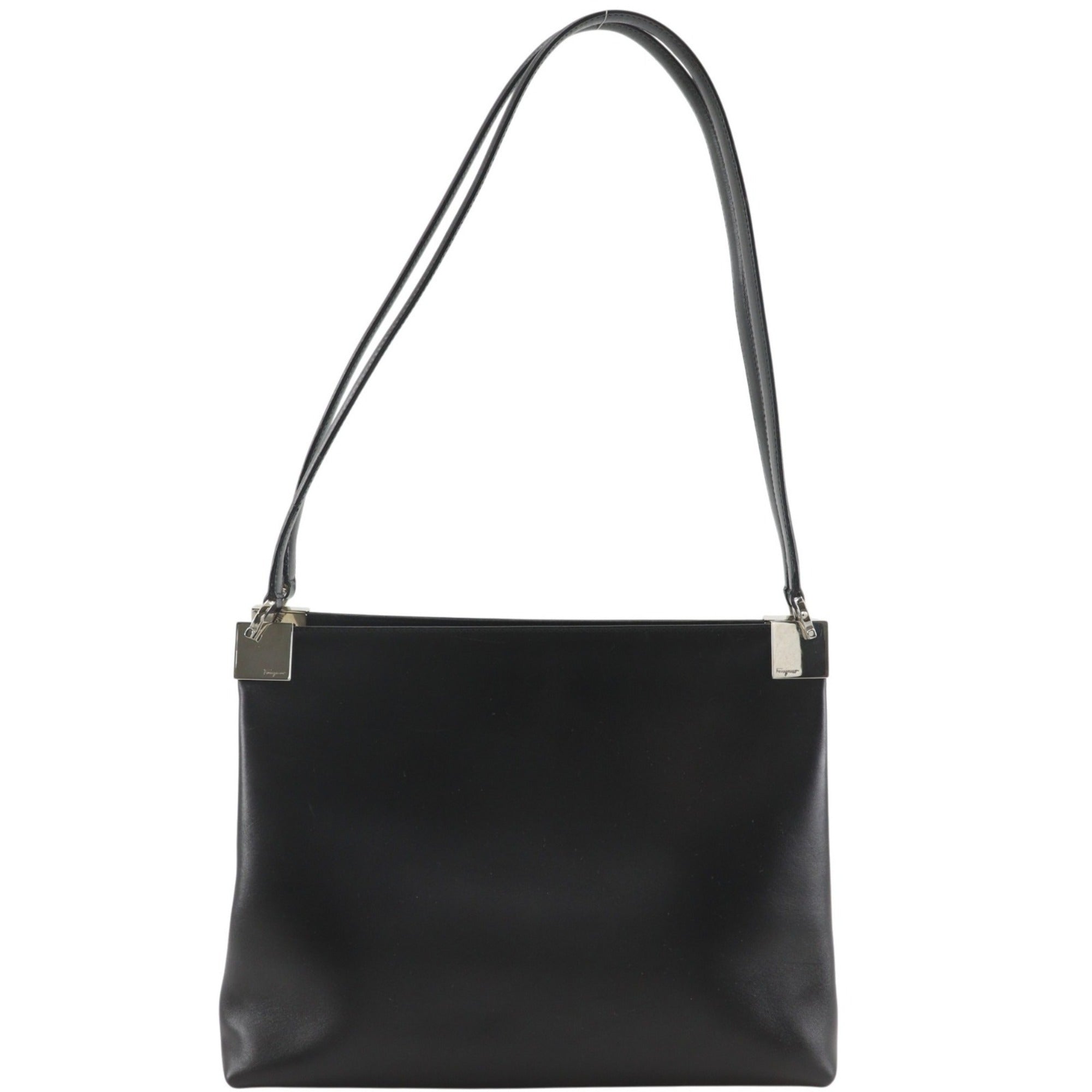 Salvatore Ferragamo Gancini Black Leather Tote Bag (Pre-Owned)