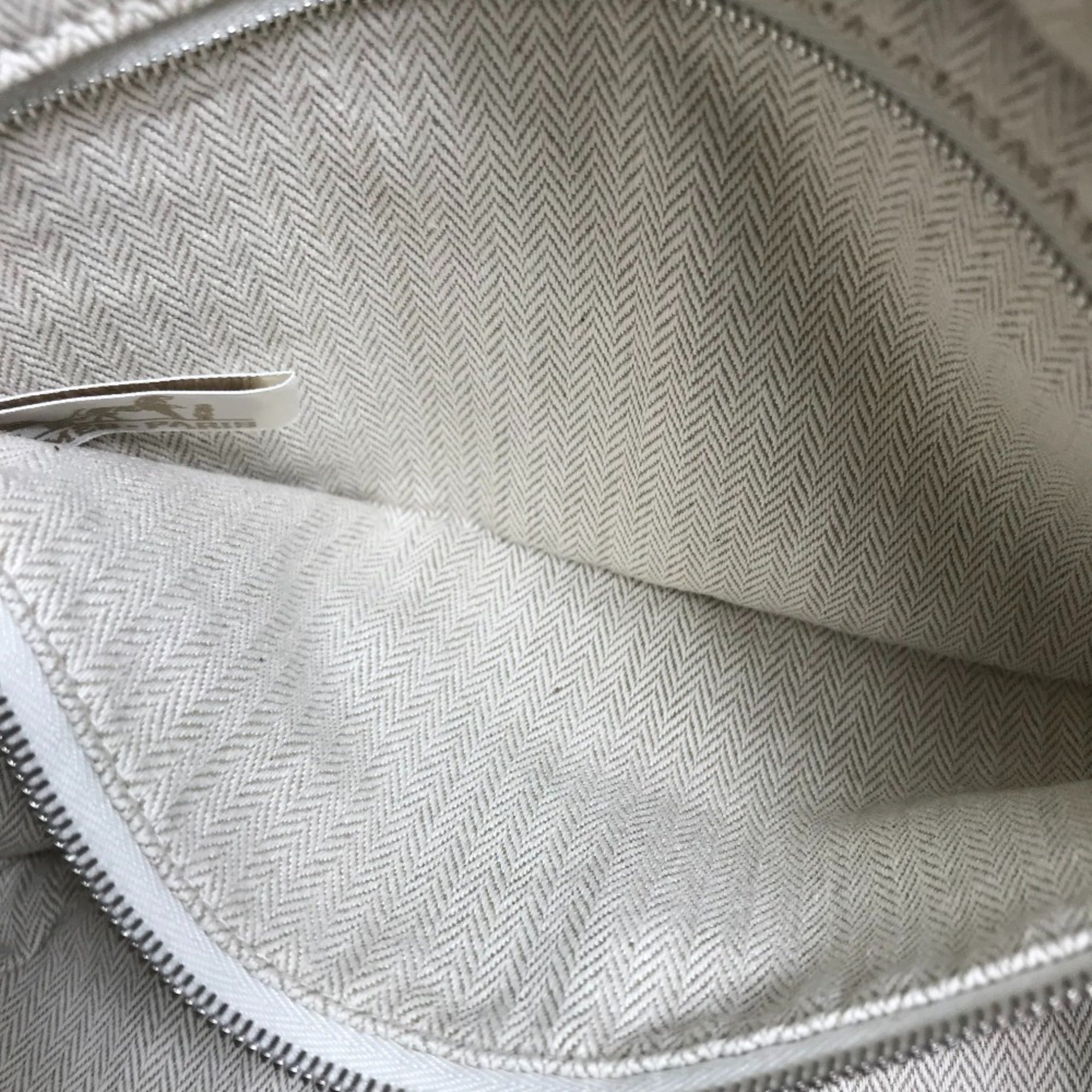 Hermes Beige Toile Chevron Pouch (Pre-Owned)