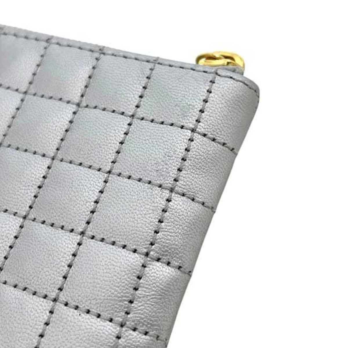 Celine Silver Leather Coin Purse/Coin Case (Pre-Owned)