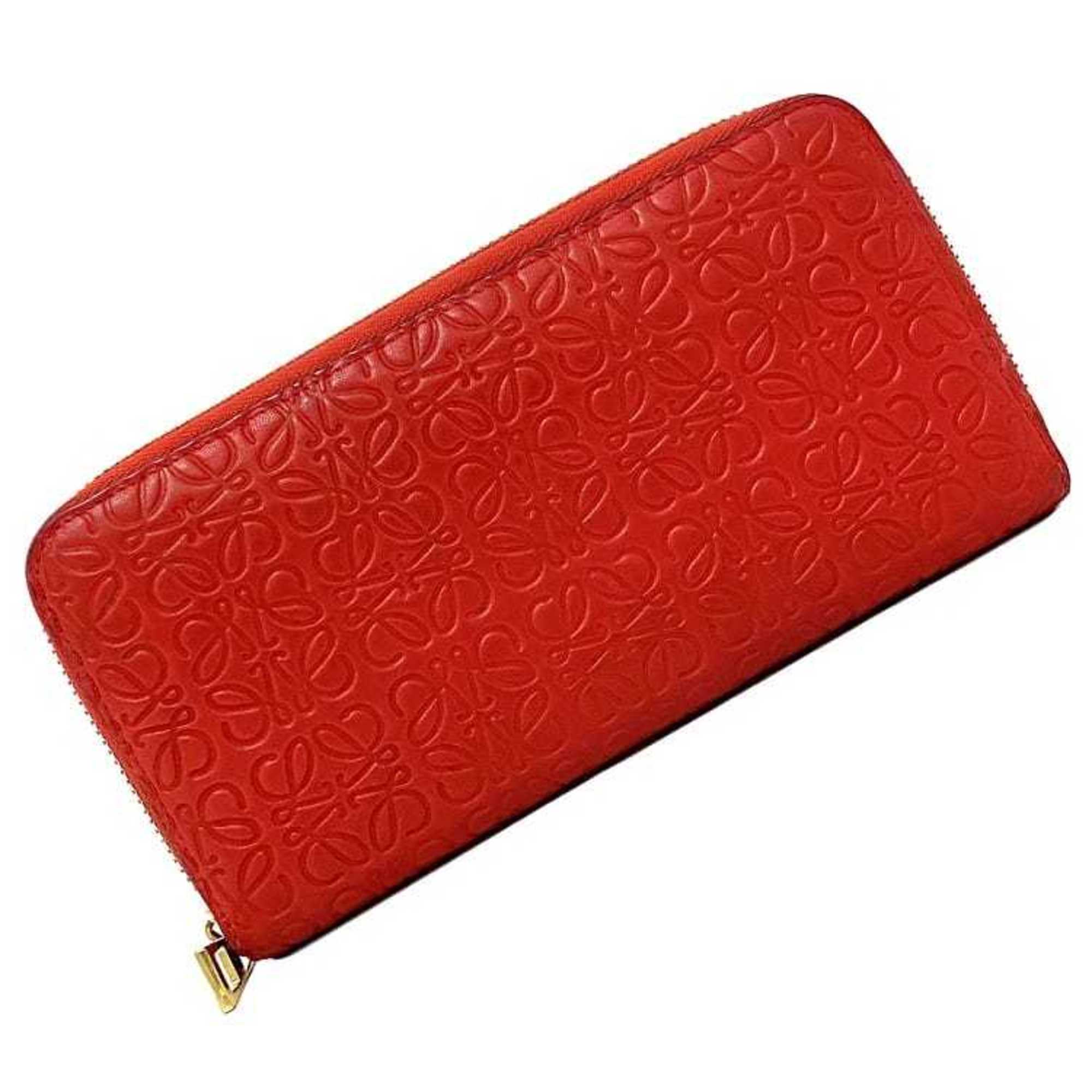 Loewe Repeat Red Color Leather Coin Purse/Coin Case (Pre-Owned)