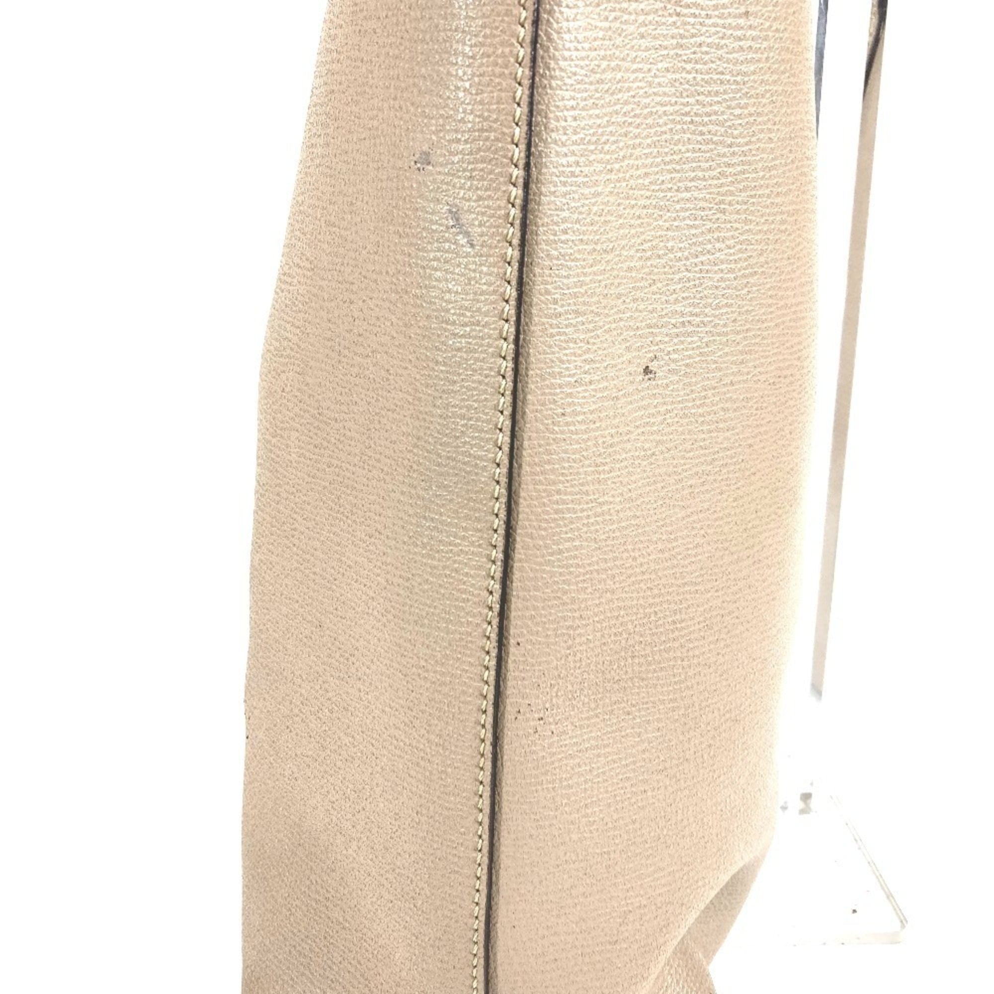 Fendi Beige Leather Handbag Shoulder Bag Tote Bag (Pre-Owned)