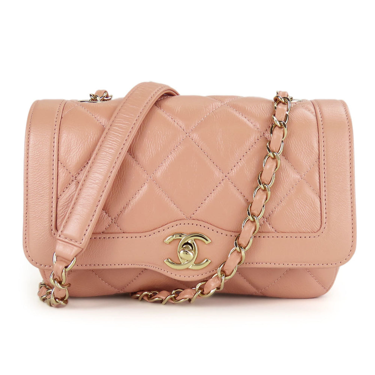 Chanel Beige Peach Leather Shoulder Bag (Pre-Owned)