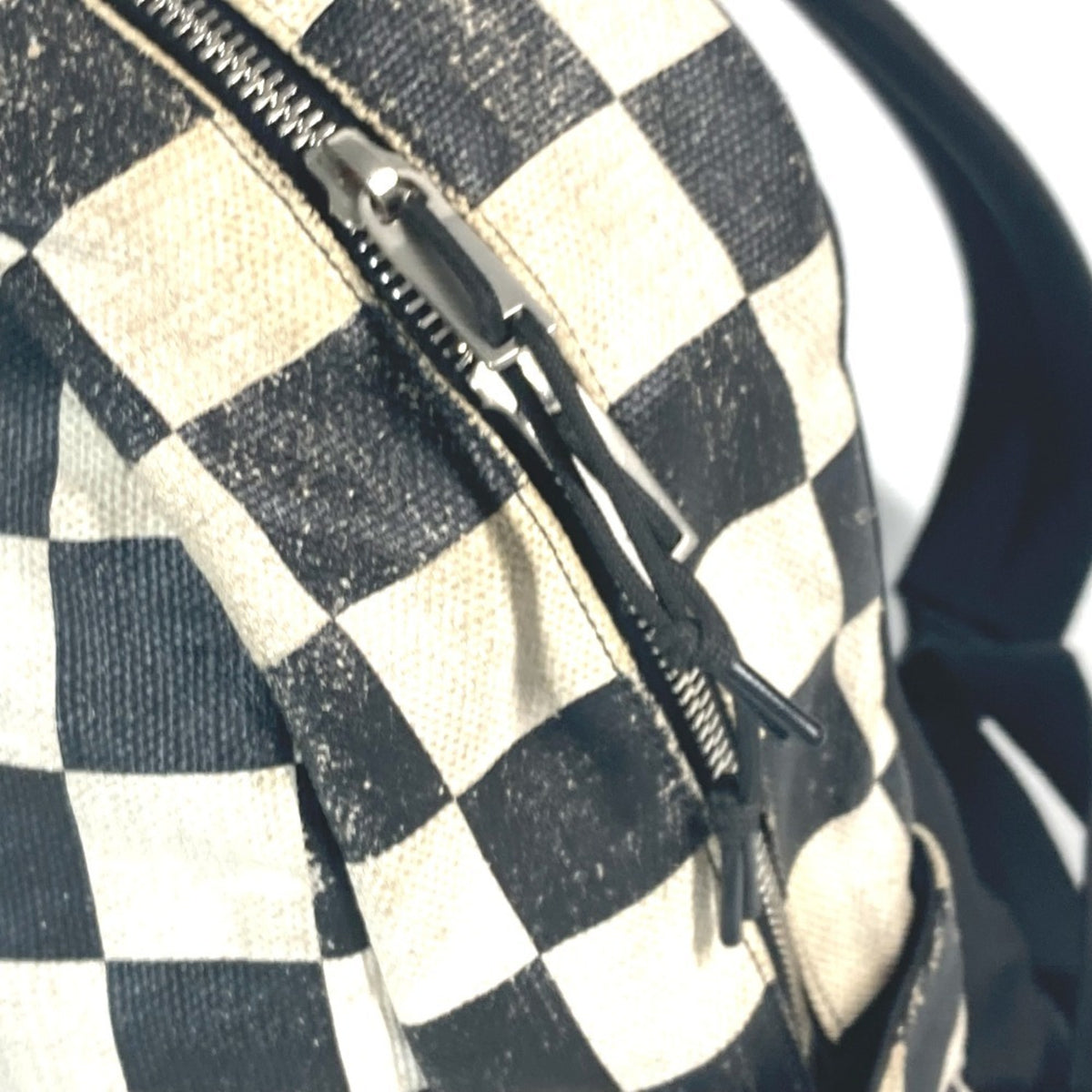 Saint Laurent Beige Black Coated Canvas Leather Backpack (Pre-Owned)