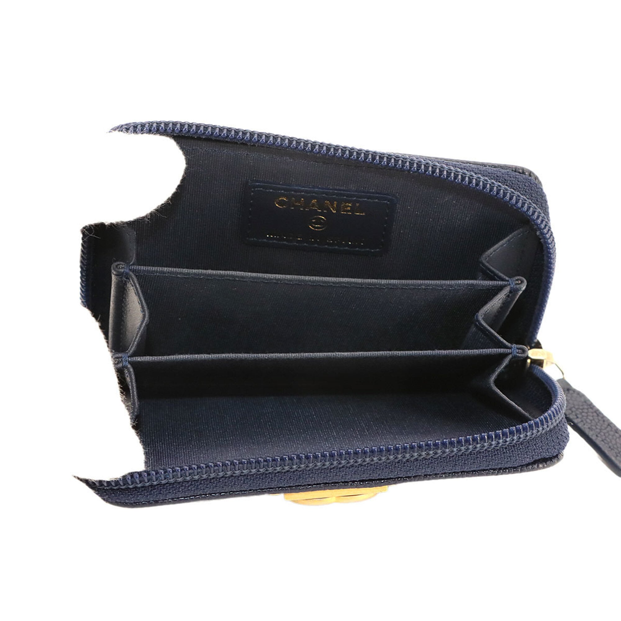 Chanel Navy Grained Calfskin Coin Purse/Coin Case (Pre-Owned)
