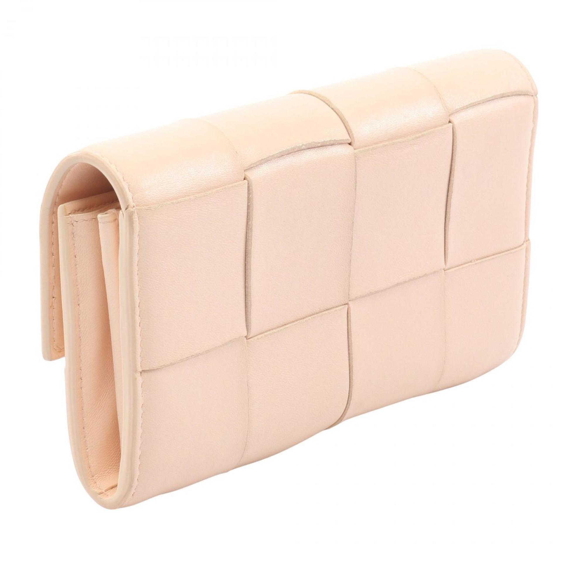Bottega Veneta Pink Leather Long Wallet (Bi-Fold) (Pre-Owned)