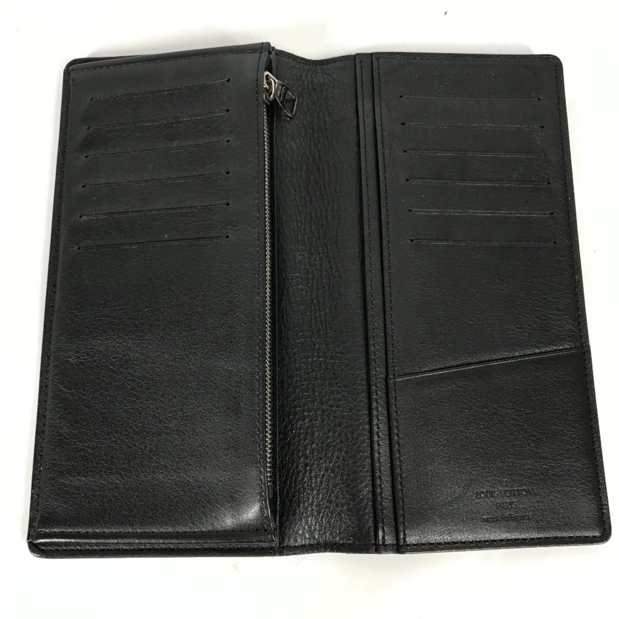 Louis Vuitton Black Leather Long Wallet (Bi-Fold) (Pre-Owned)