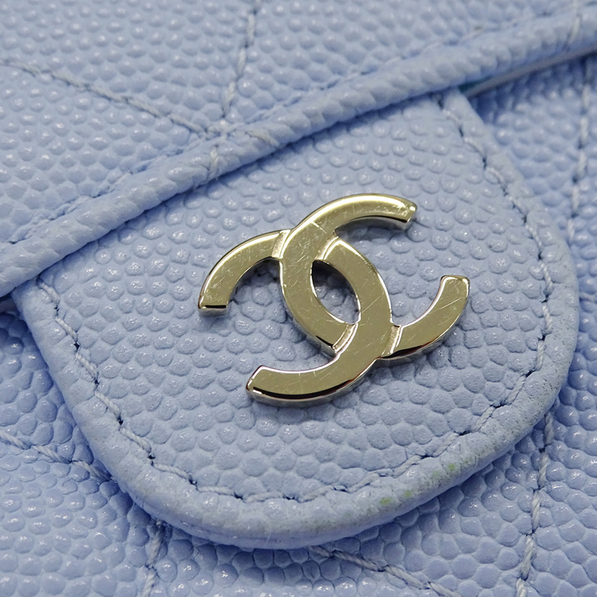 Chanel Light Blue Grained Calfskin Wallet (Tri-Fold) (Pre-Owned)