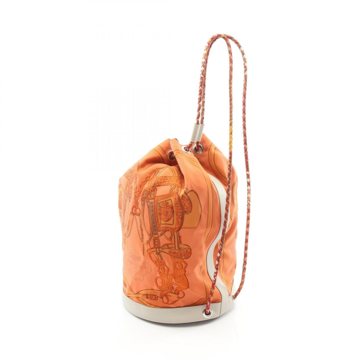 Hermes Multi-Color Orange Silk Leather Handbag Shoulder Bag (Pre-Owned)