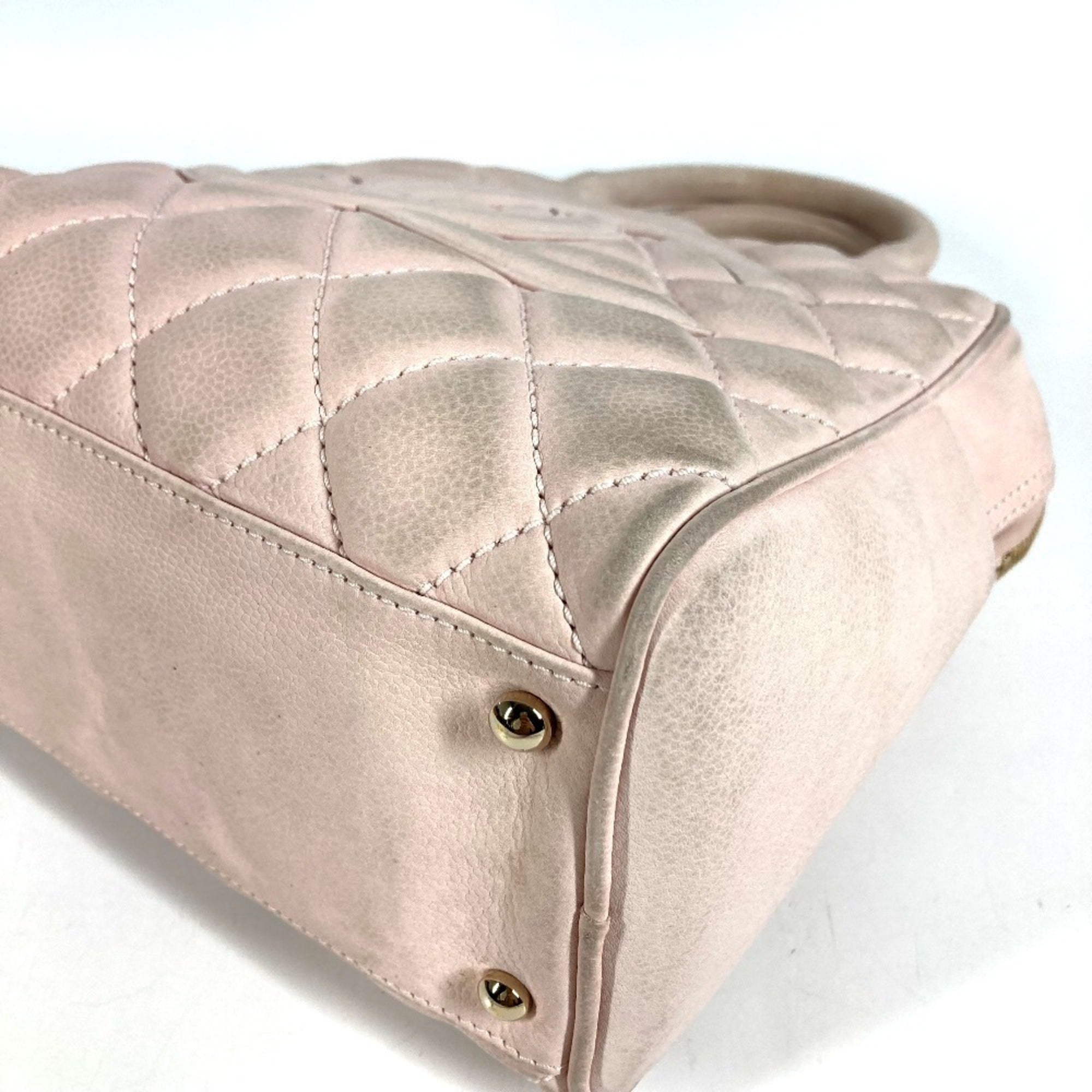Chanel Matelasse Light Pink Leather Boston Bag Handbag (Pre-Owned)
