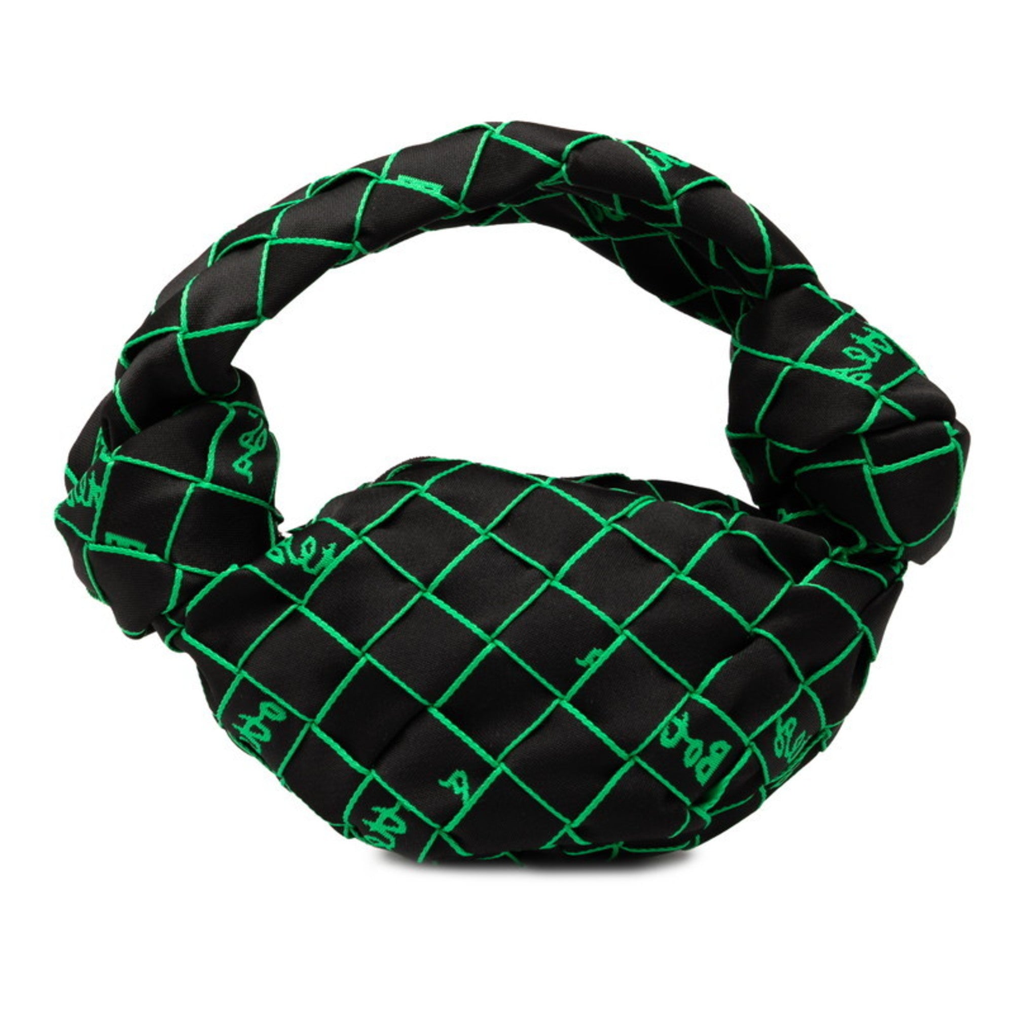Bottega Veneta Black Green Polyester Handbag Shoulder Bag (Pre-Owned)