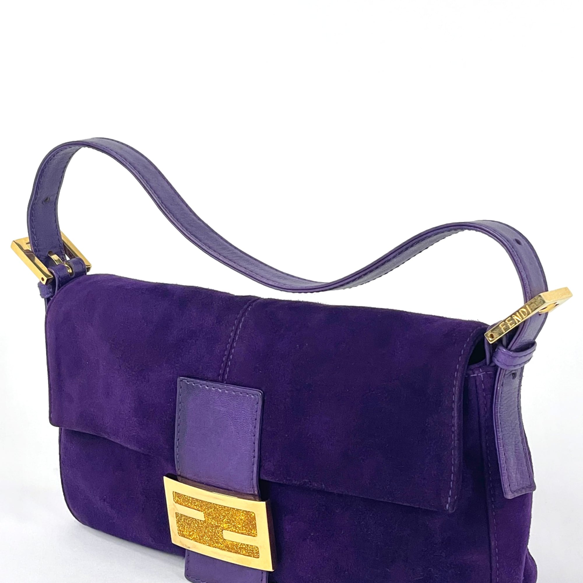 Fendi Purple Suede Leather Shoulder Bag (Pre-Owned)