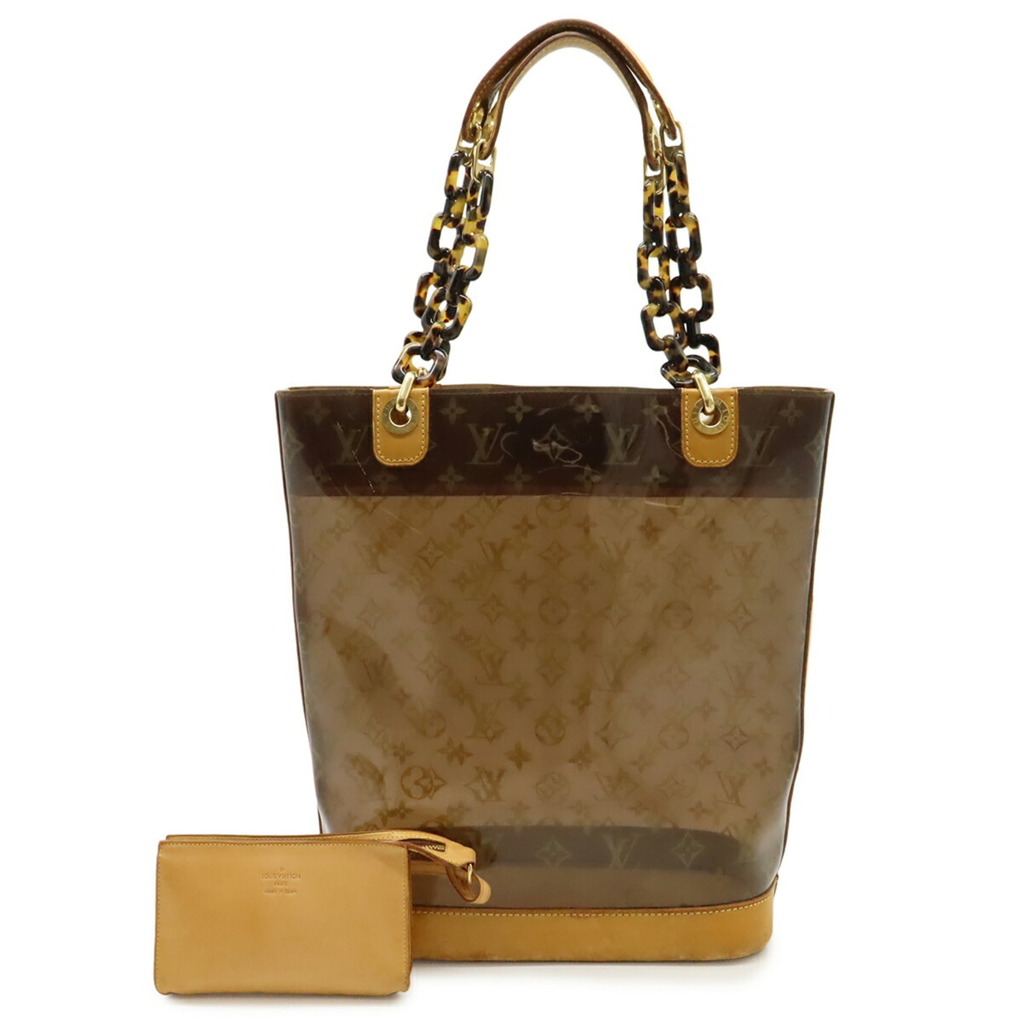 Louis Vuitton Brown Leather Vinyl Pouch Tote Bag (Pre-Owned)