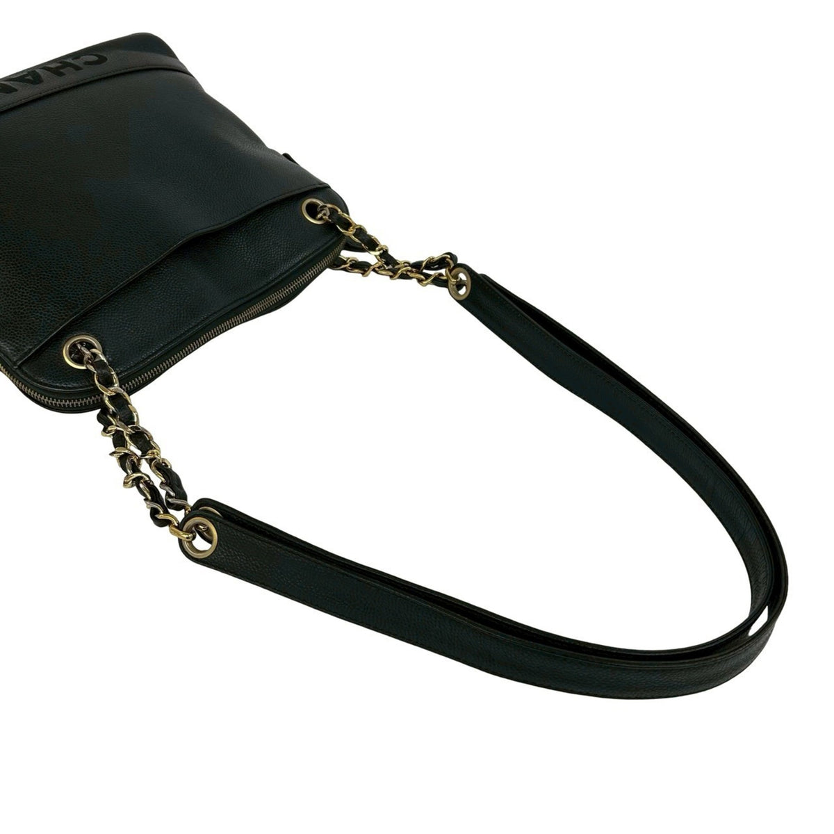 Chanel Black Grained Calfskin Shoulder Bag Tote Bag (Pre-Owned)