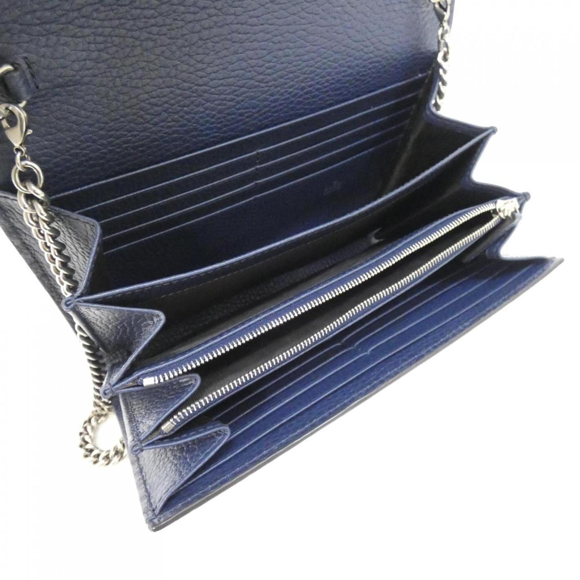 Gucci Blue Leather Chain/Shoulder Wallet (Pre-Owned)