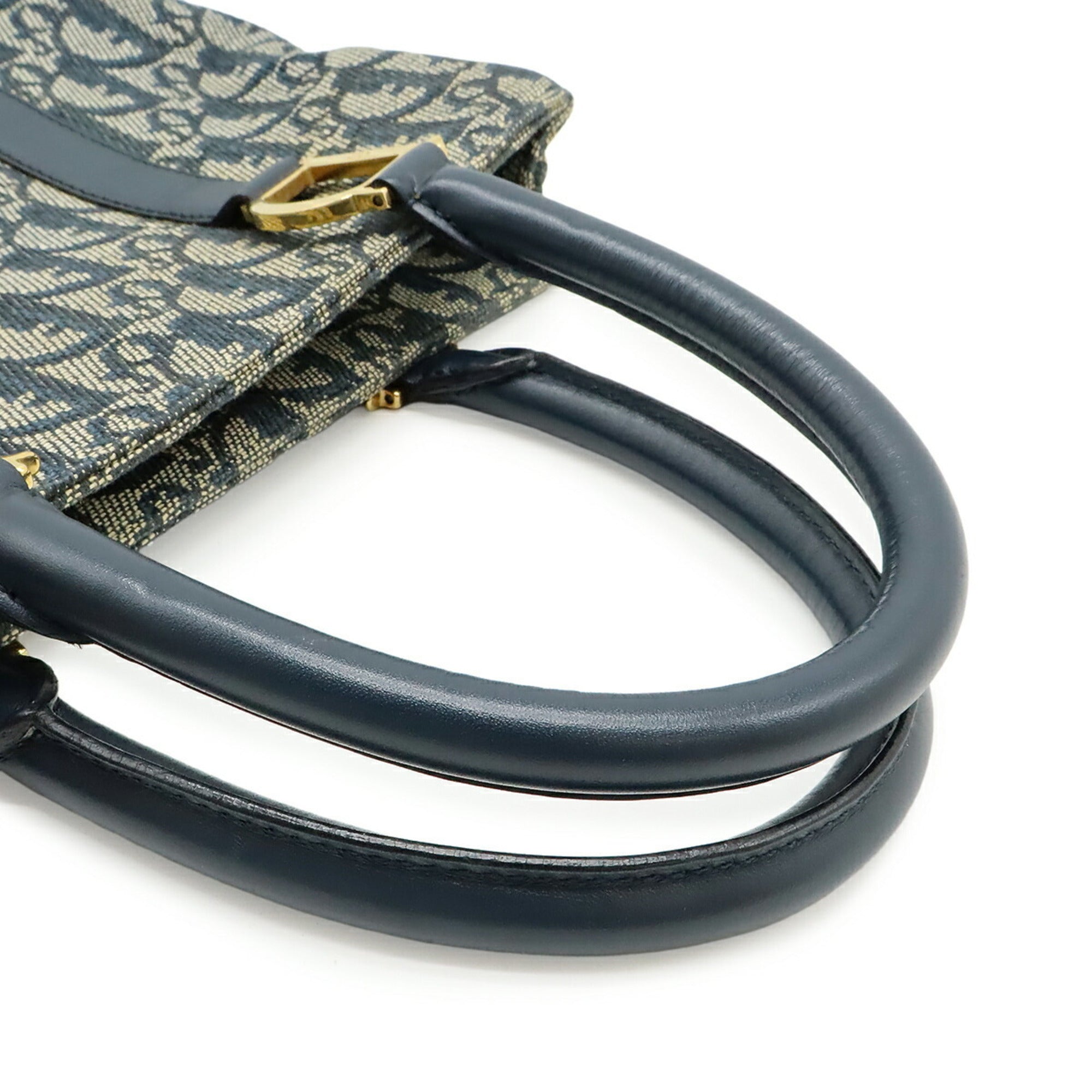 Christian Dior Navy Leather Handbag Tote Bag (Pre-Owned)
