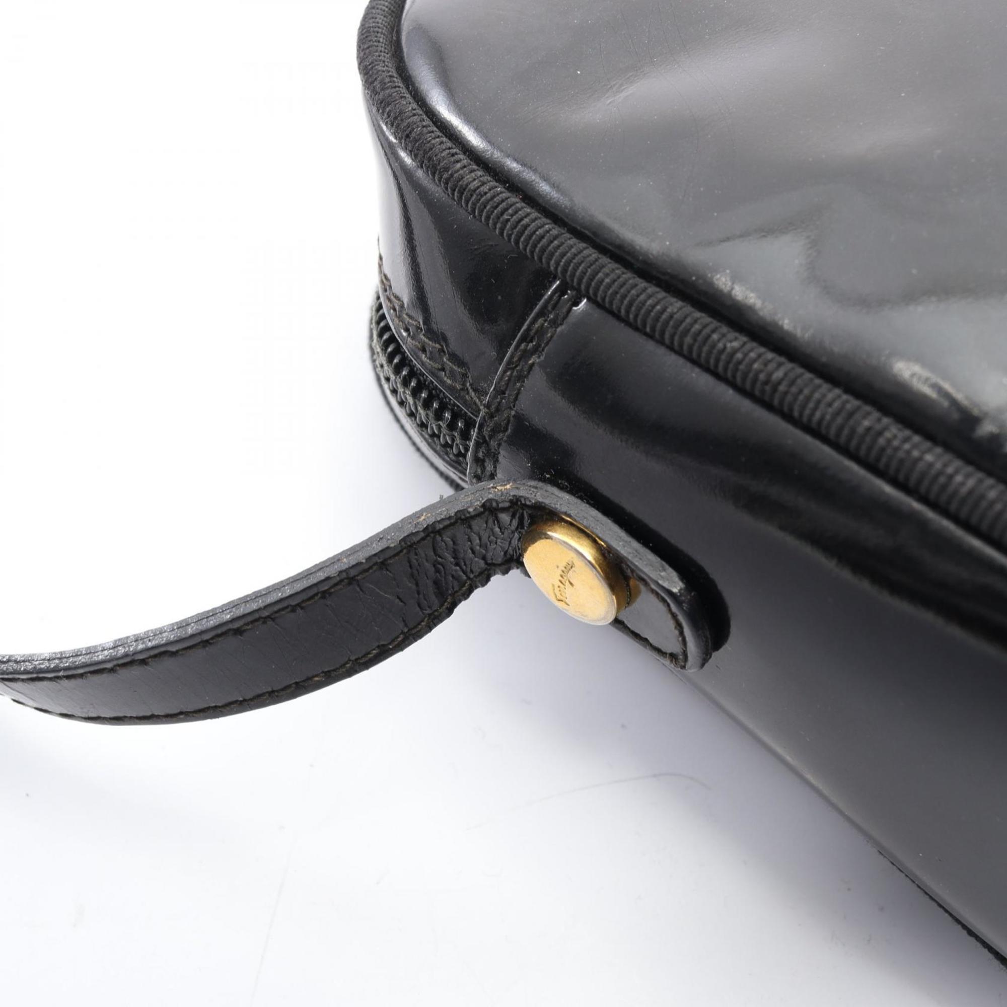 Salvatore Ferragamo Black Patent Leather Shoulder Bag (Pre-Owned)