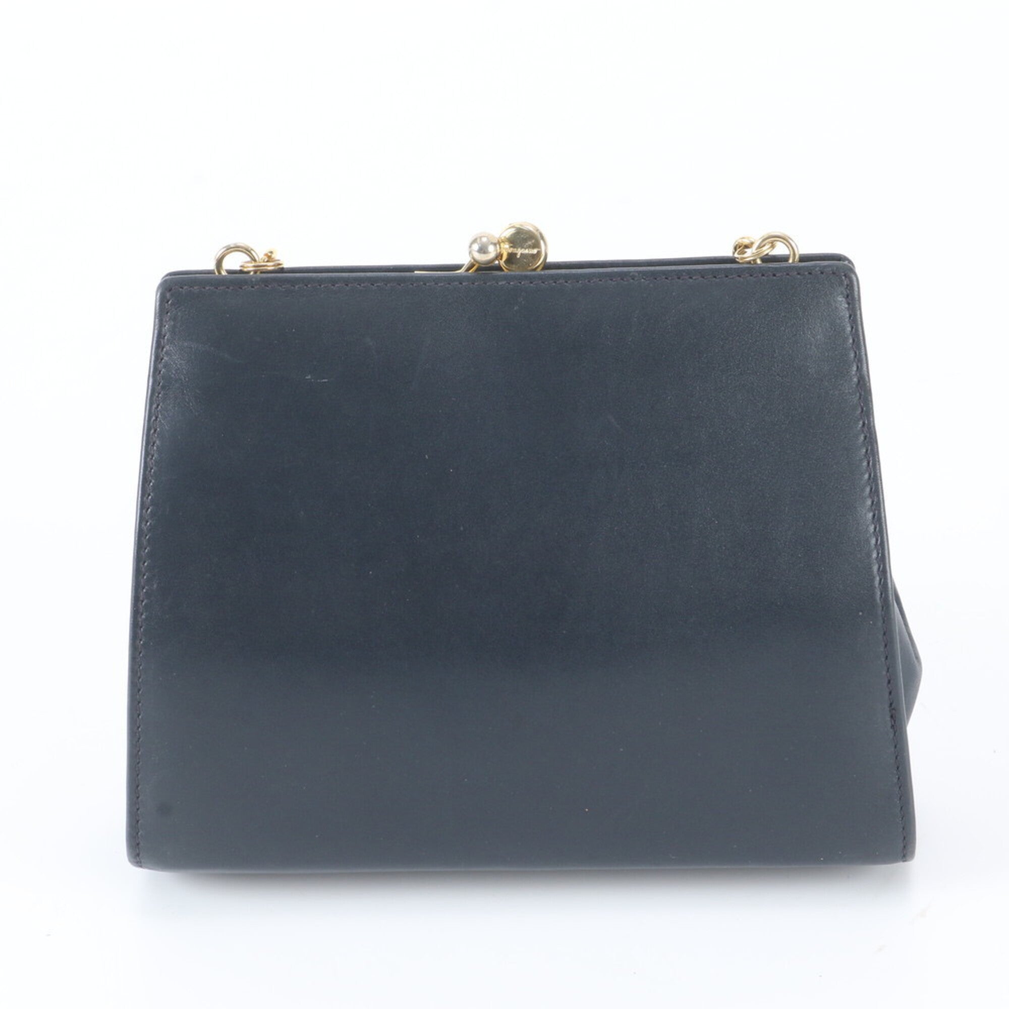 Salvatore Ferragamo Vara Navy Leather Shoulder Bag (Pre-Owned)