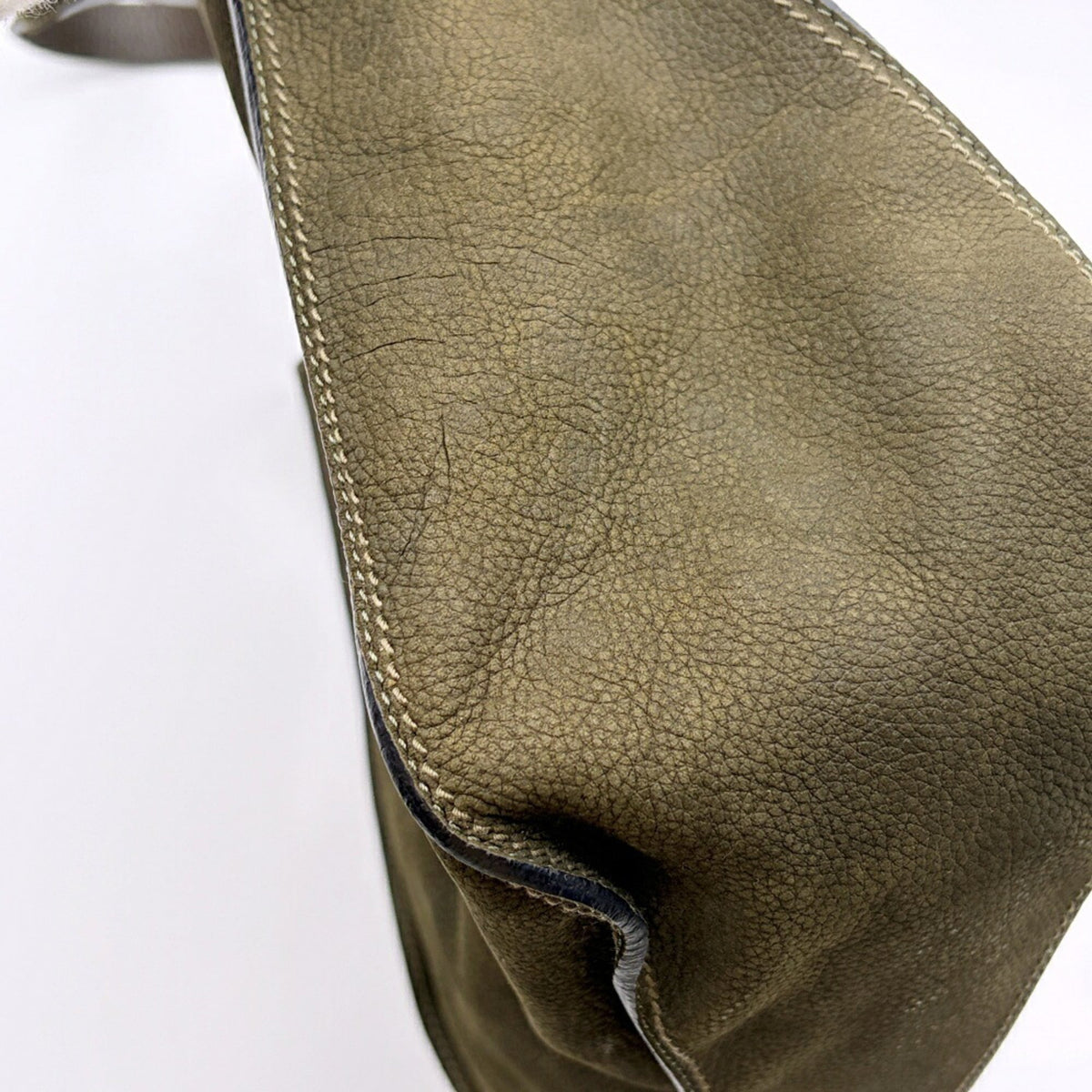Bally Green Khaki Suede Leather Shoulder Bag Tote Bag (Pre-Owned)