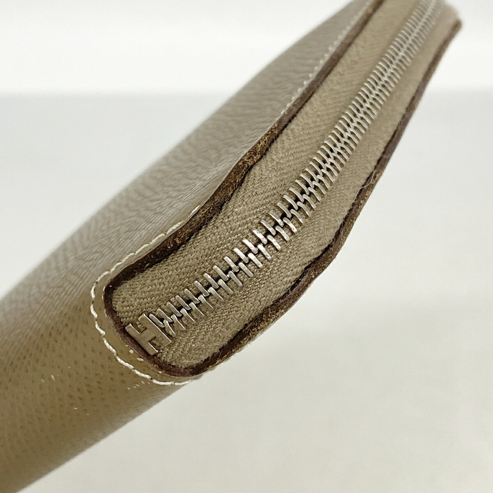 Hermes Etoupe Gray Leather Long Wallet (Bi-Fold) (Pre-Owned)