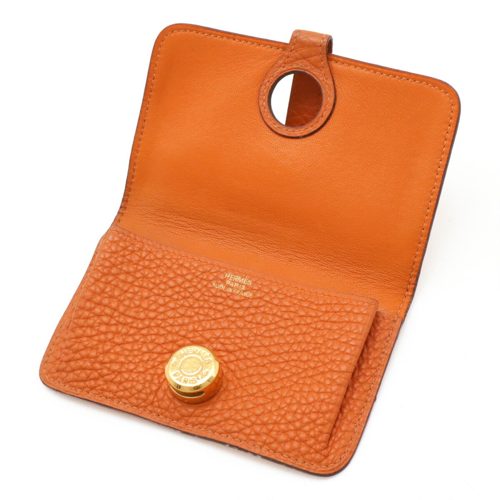Hermes Orange Togo Leather Coin Purse/Coin Case (Pre-Owned)