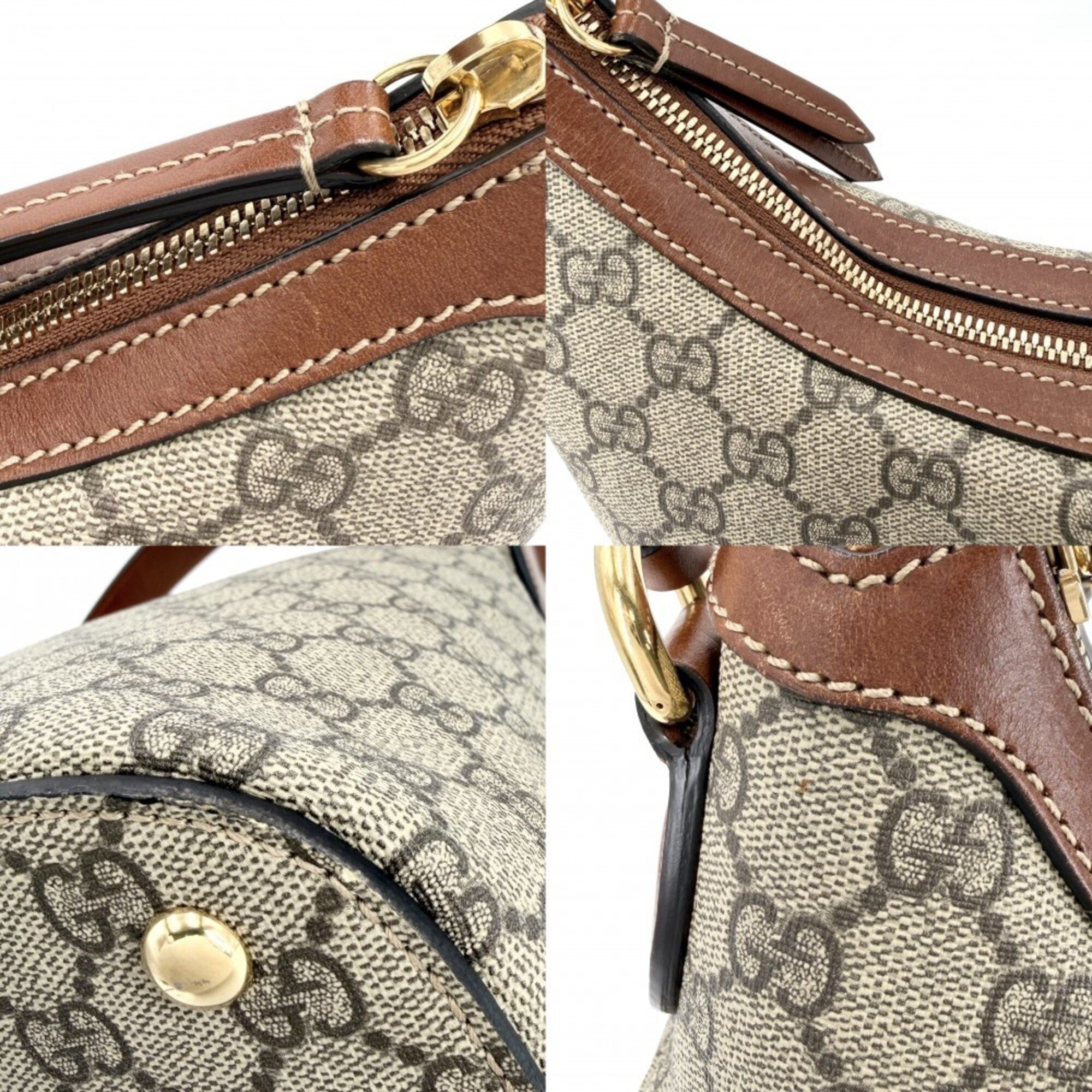 Gucci Beige Brown Gg Supreme Leather Handbag Shoulder Bag (Pre-Owned)