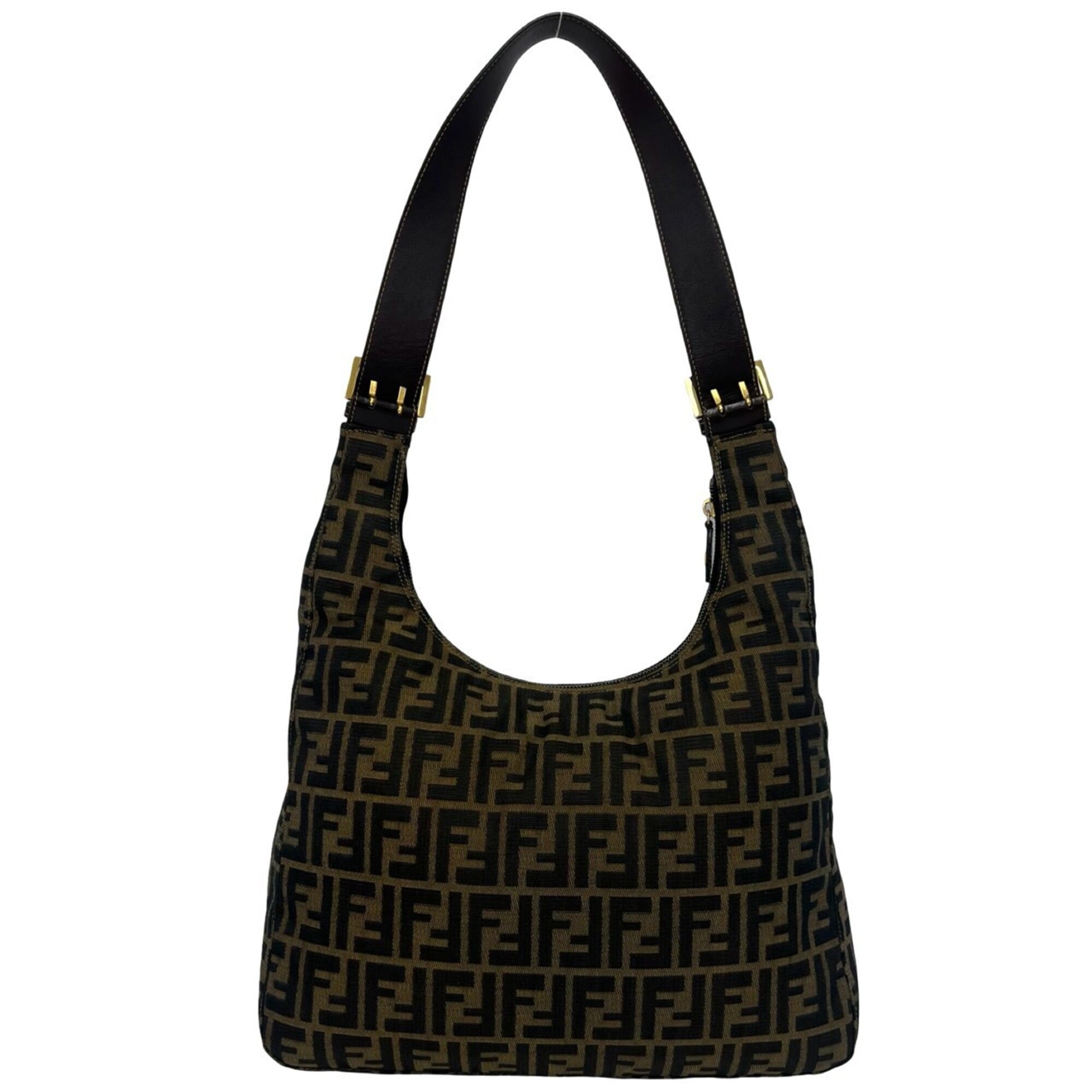 Fendi Brown Canvas Leather Shoulder Bag (Pre-Owned)