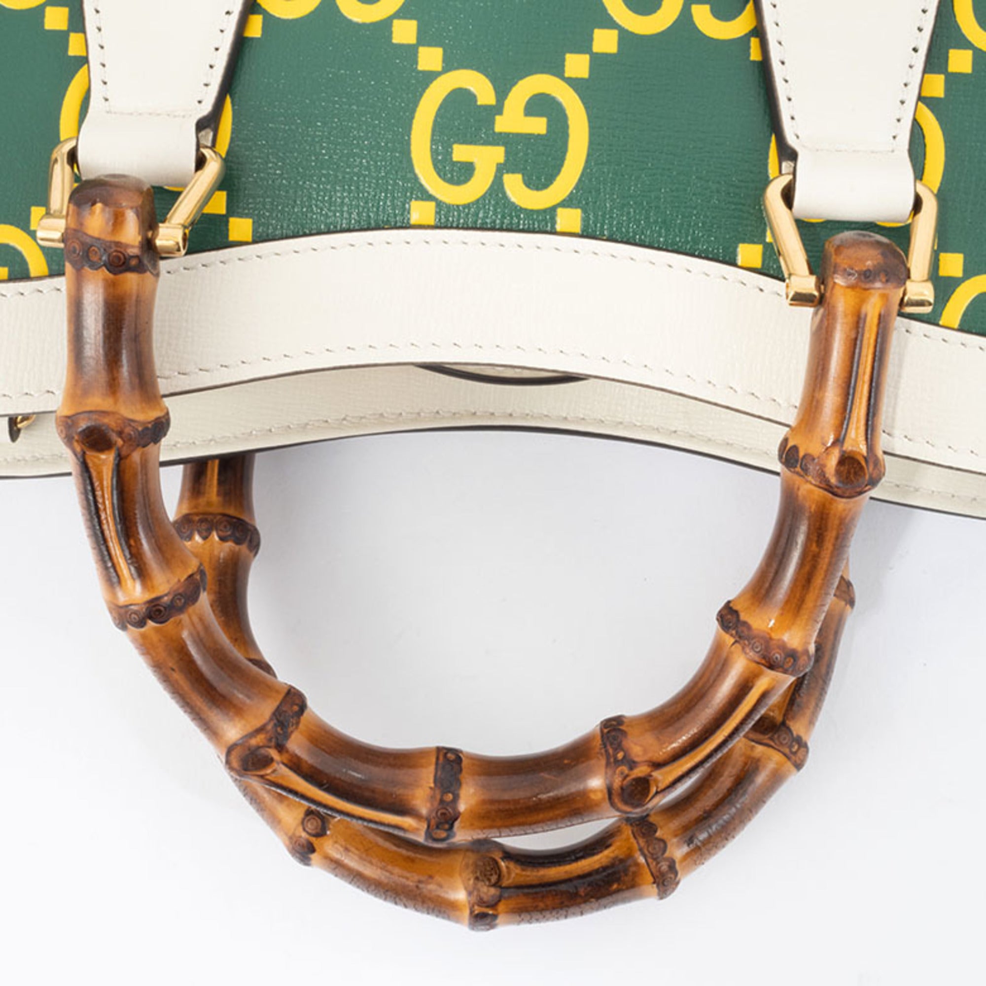 Gucci Green White Yellow Leather Handbag (Pre-Owned)