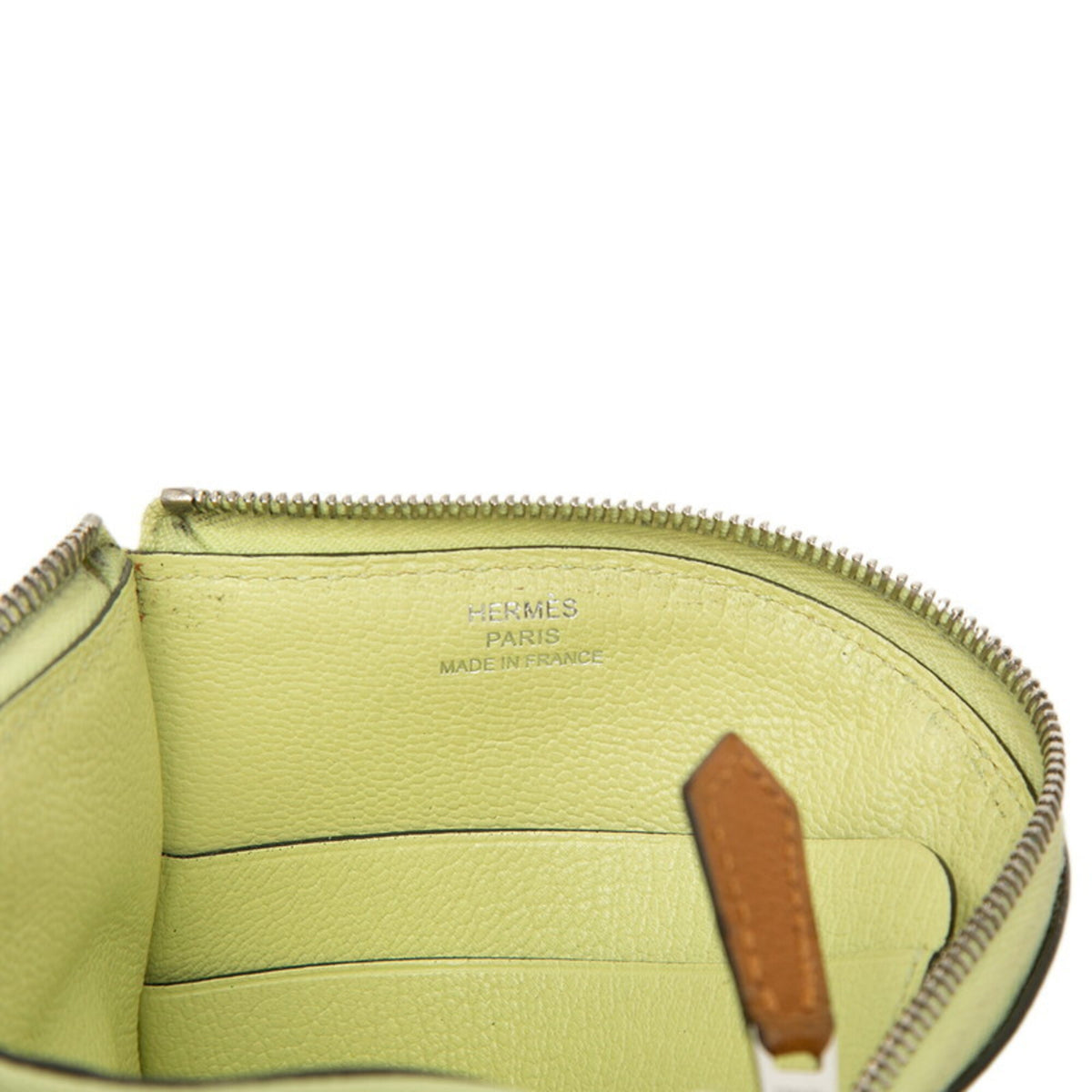 Hermes Brown Yellow Chevre Leather Coin Purse/Coin Case (Pre-Owned)